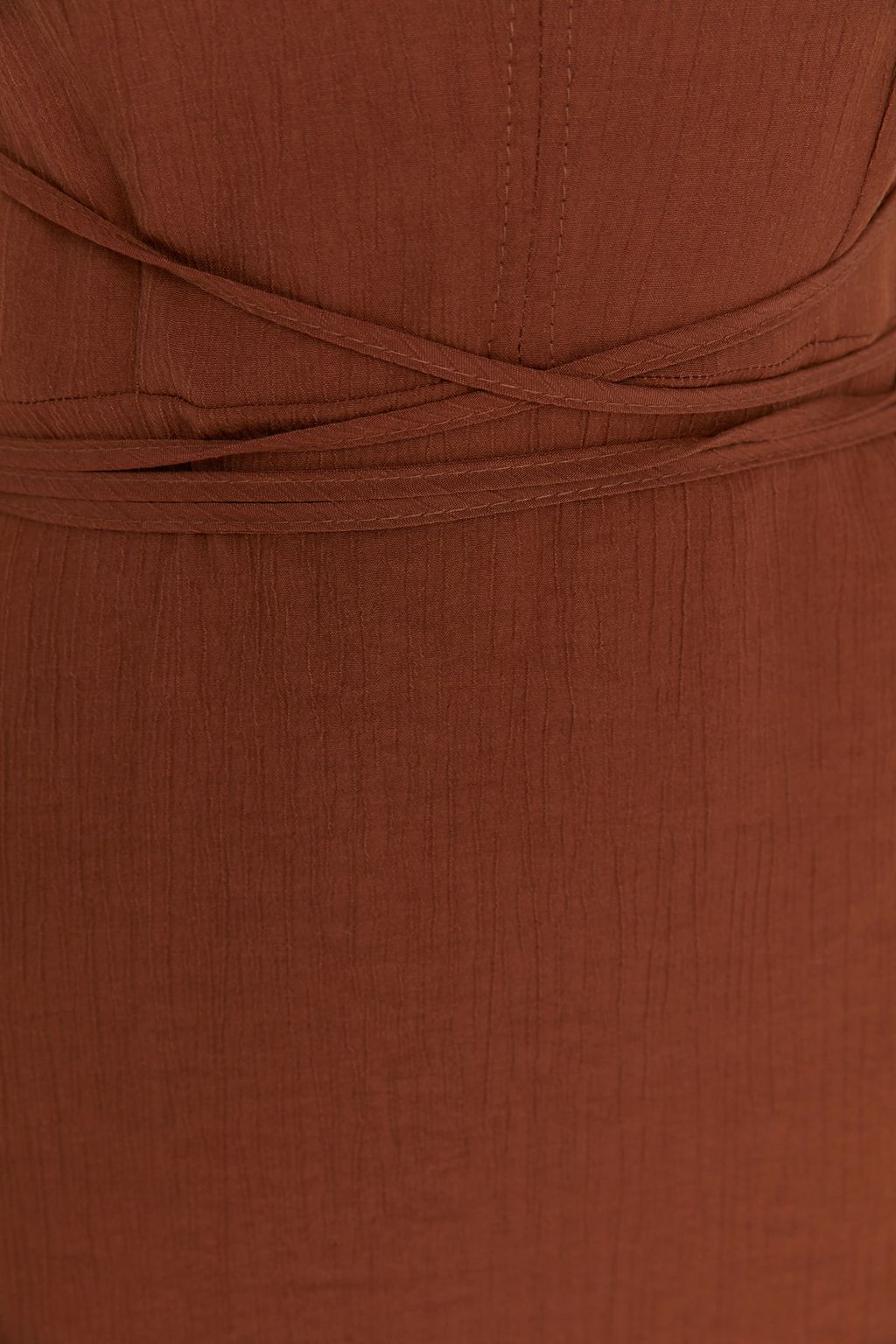 TRENDYOLMILLA Kahverengi Midi Dokuma S?rt Dekolteli Plaj Elbisesi TBESS22EL0727  фото 4