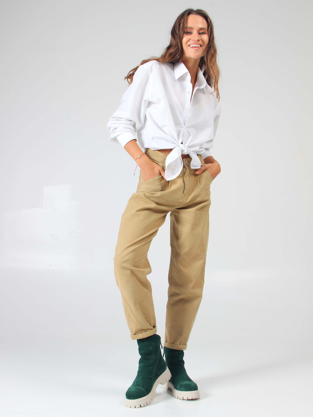 Ботинки 233.1541be. Зеленый замша/Байка