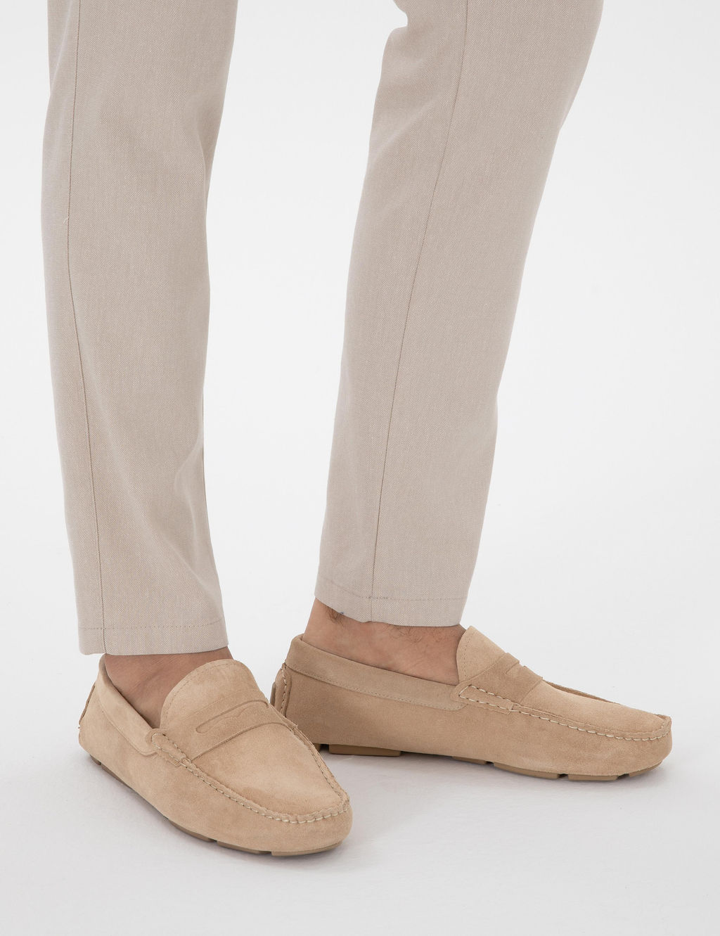 Bej %100 Deri Loafer Ayakkab_