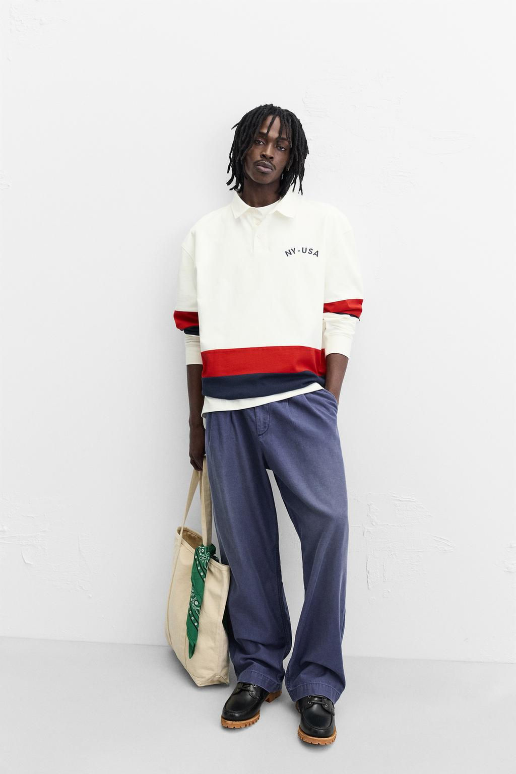 POLO SHIRT WITH CONTRASTING STRIPES - Zara фото 6