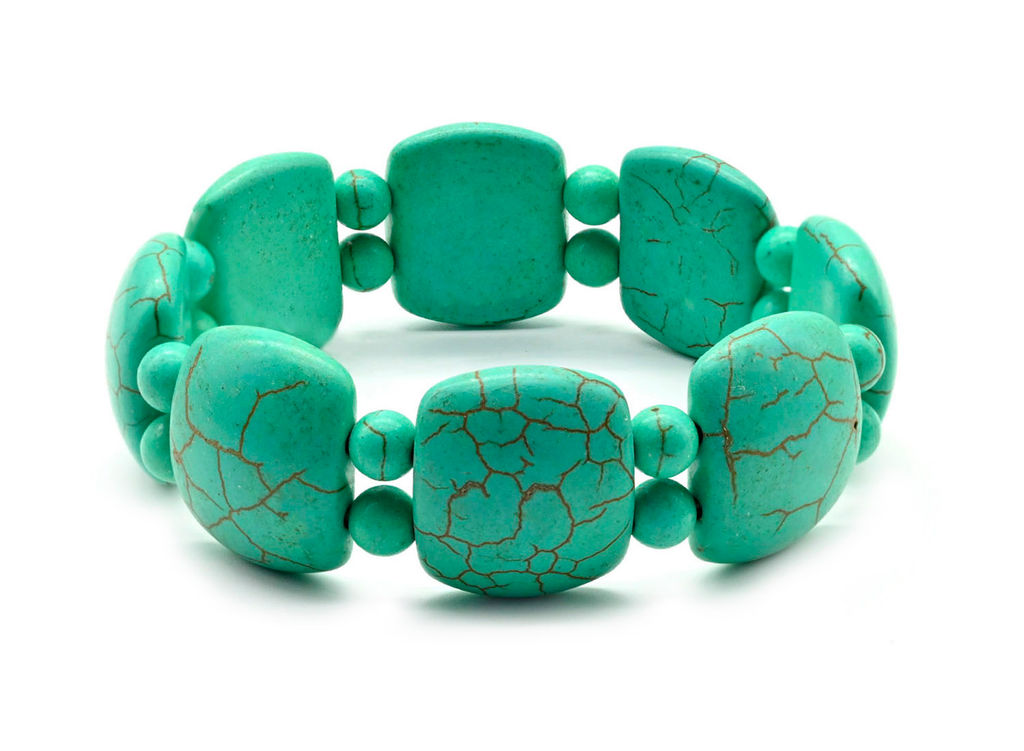 Браслет полукруг 21*17мм, шарик 6мм из бирюзы (имитация).