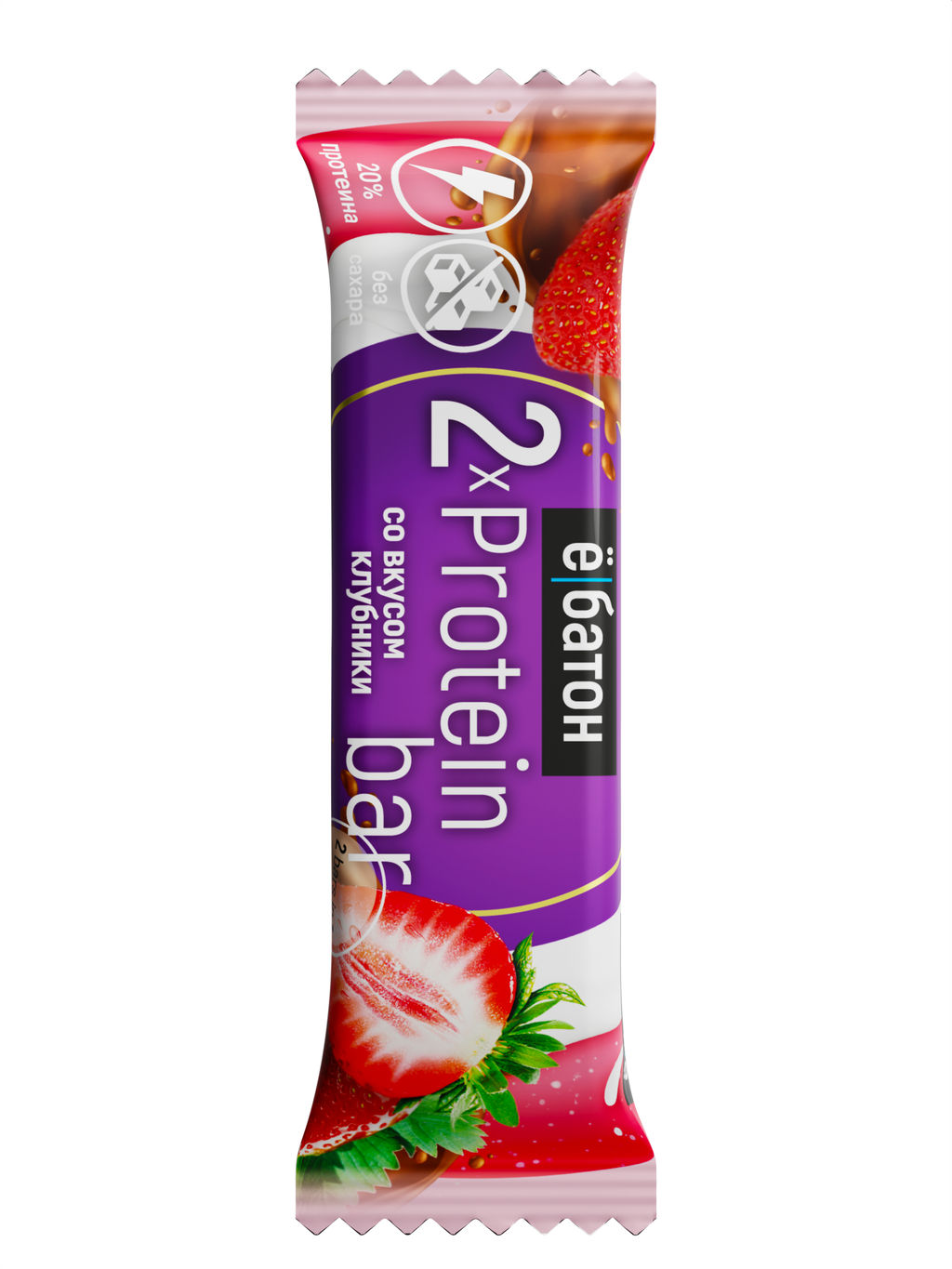 Батончик Protein bar со вкусом клубники, тм Ё|батон, 2*25 г - Ебатон фото 2
