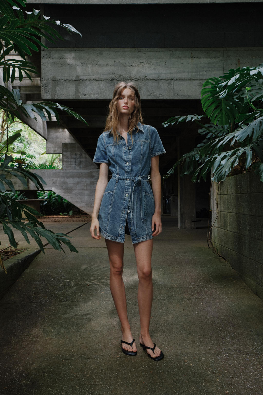 VESTIDO Z1975 MINI DENIM CINTUR?N / Azul
