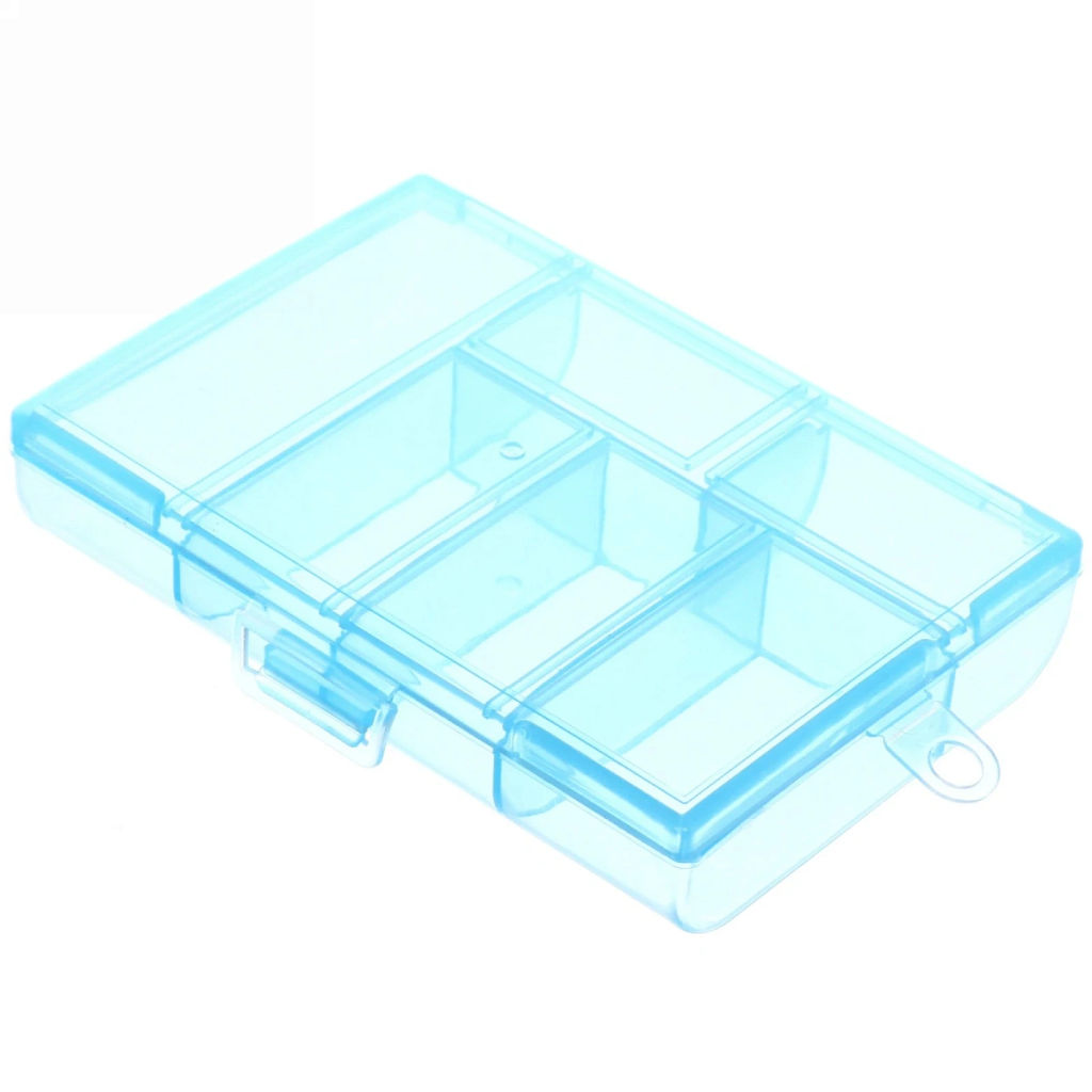 Цена за 10 шт. Таблетница - органайзер 6 ячеек "VOSTOKDOM", цвет прозрачный и голубой, 12*9*2см