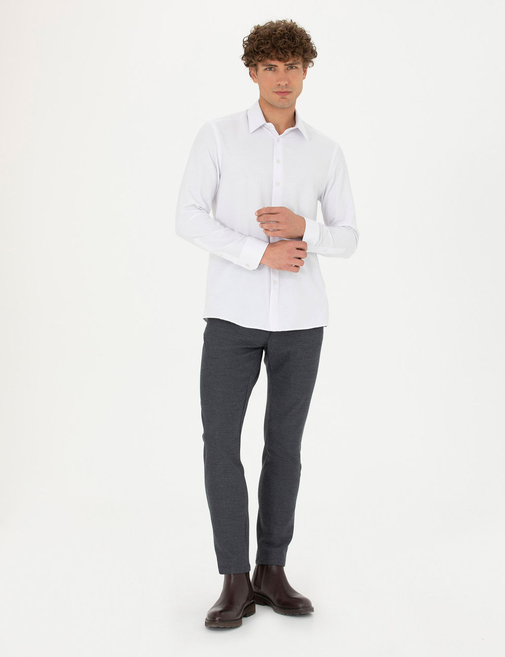 Beyaz Slim Fit Uzun Kollu G_mlek