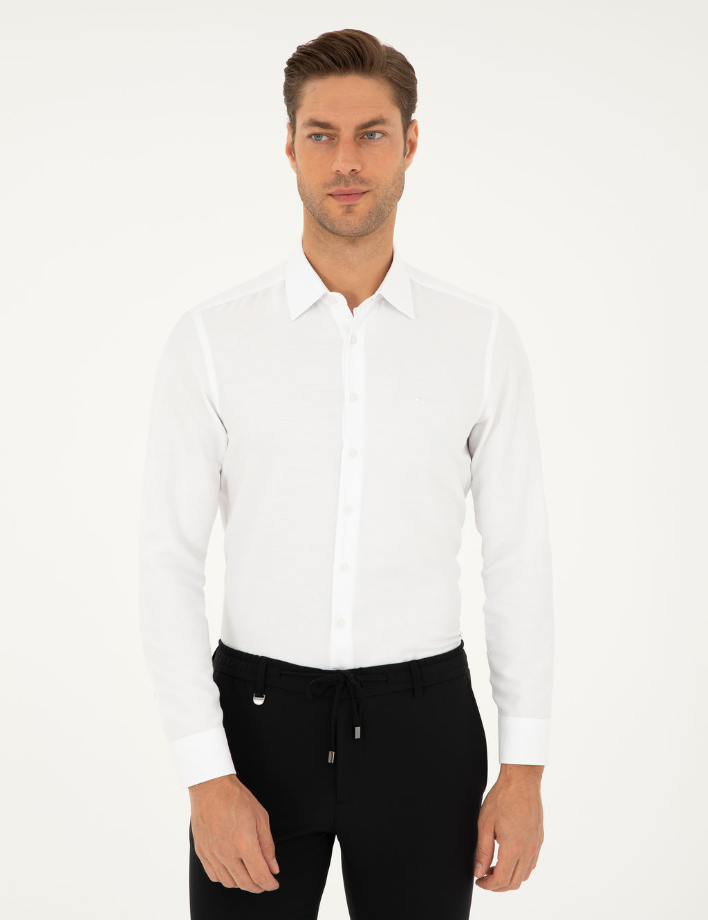 Beyaz Arm_rl_ Slim Fit Uzun Kollu G_mlek