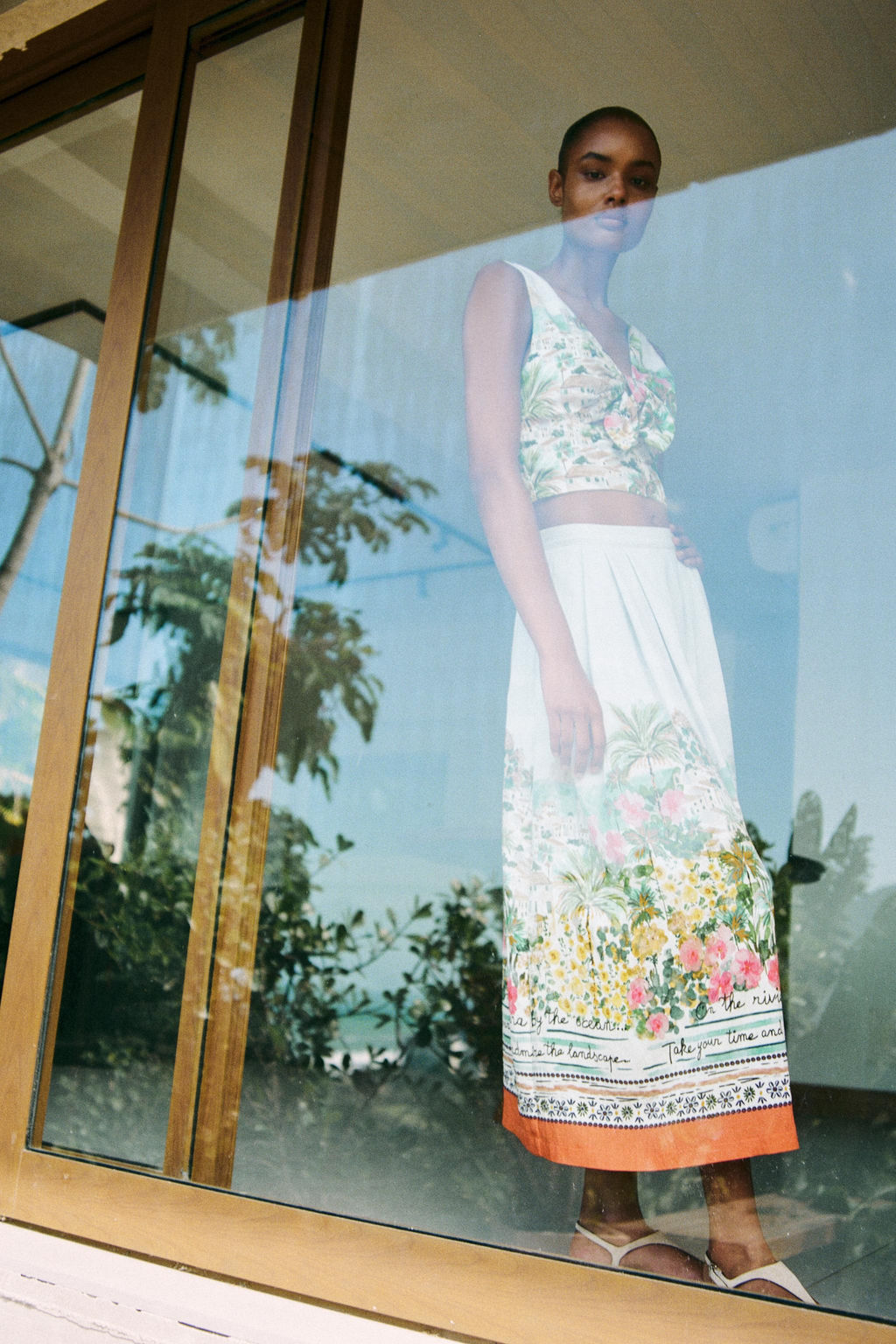 PRINTED KNOT CROP TOP - Zara фото 3