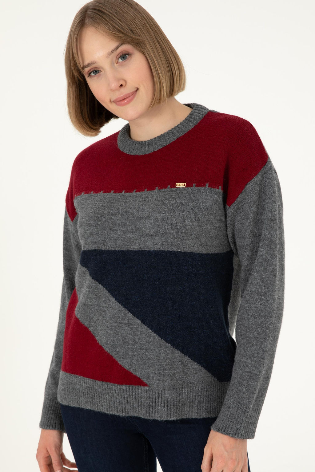 Женский темно-синий свитер с круглым вырезом Неожиданная скидка в корзине - U.s. polo assn фото 3