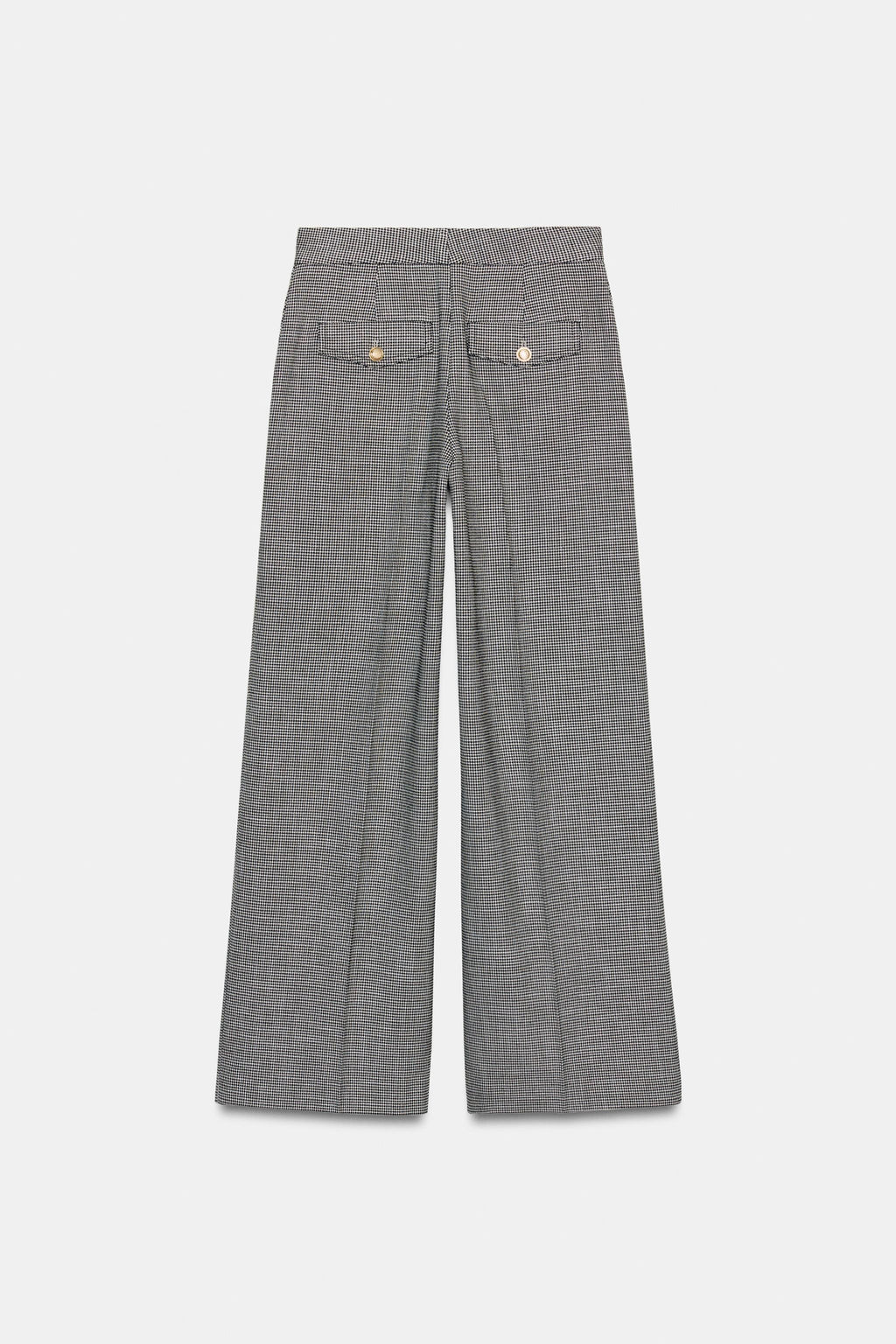 WIDE-LEG HOUNDSTOOTH TROUSERS - Zara фото 8