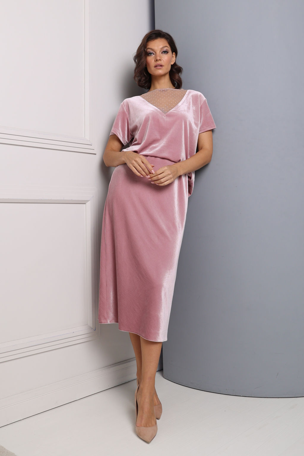 Топ из бархата с декоративной вставкой - Looklikecat фото 2