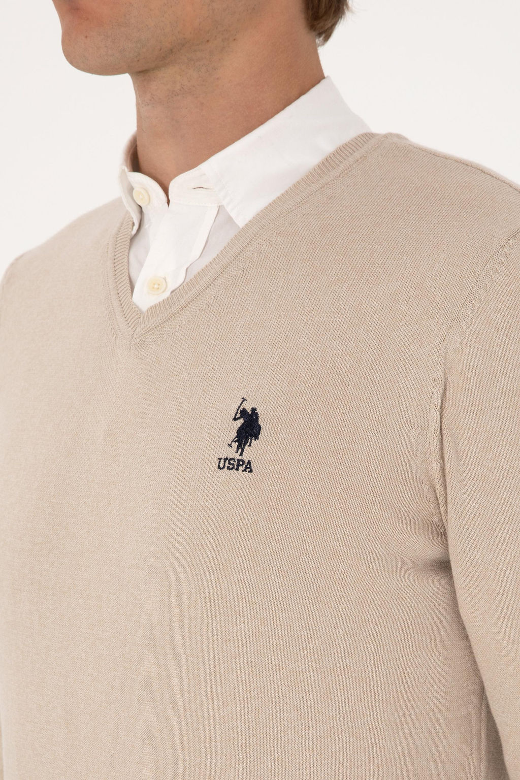 Erkek Slim Fit V Yaka Ta_ Melanj Basic Kazak - U.s. polo assn фото 7