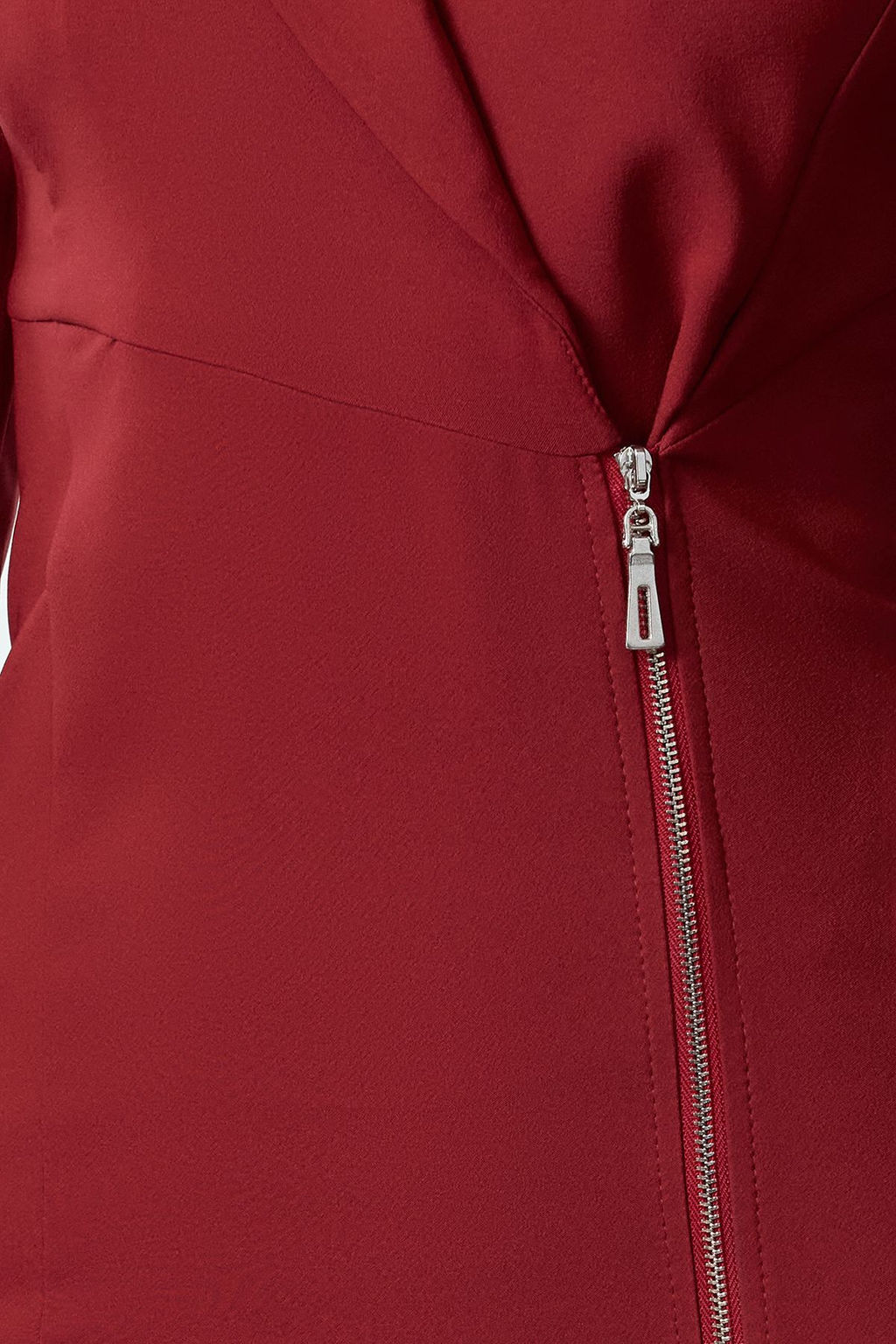 Bordo Ceket Yaka Fermuar Detayl? Dokuma Elbise TWOAW24EL00292