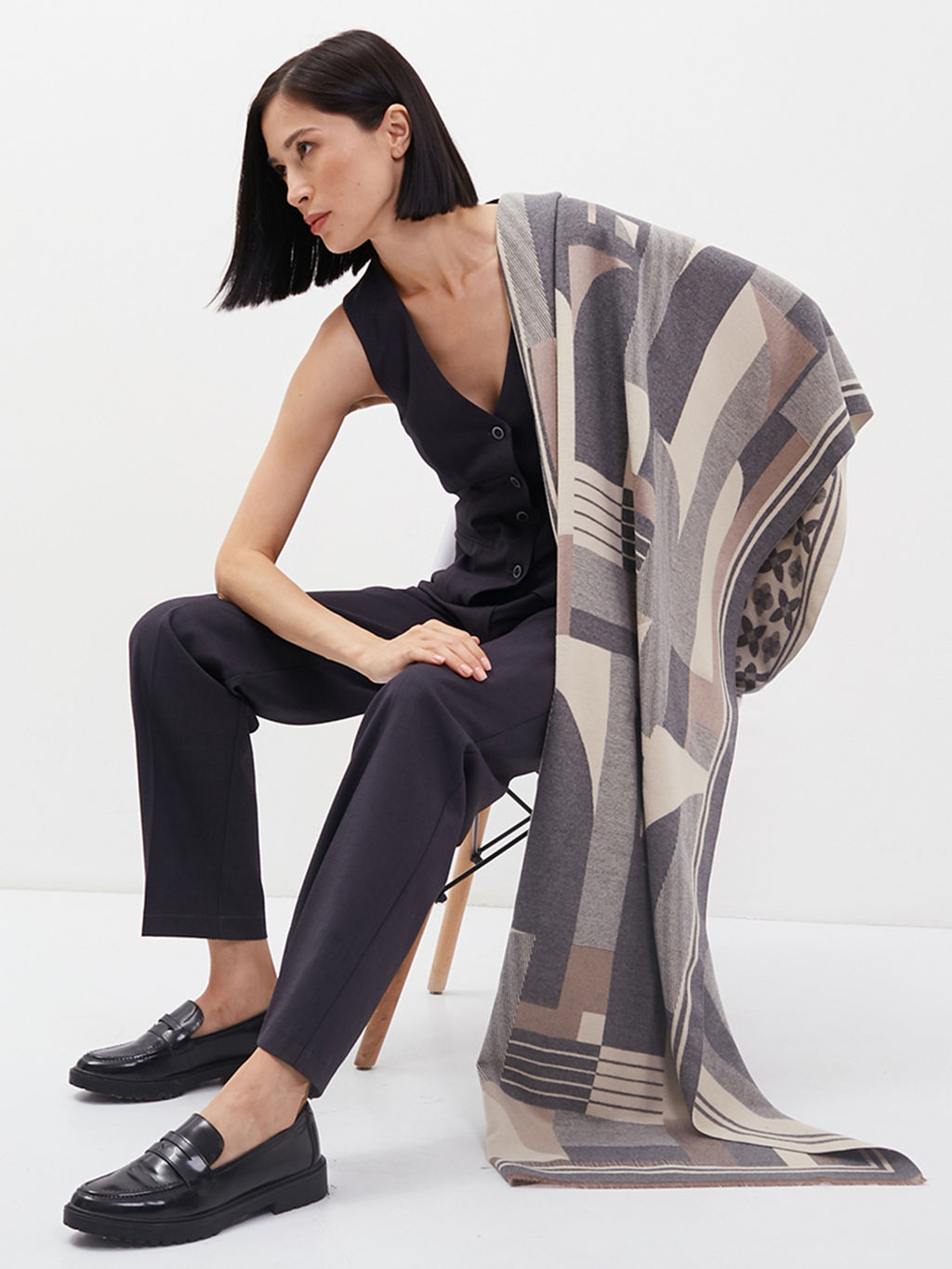 в СОСТАВЕ ШЕРСТЬ и КАШЕМИР! Большой,теплый двусторонний палантин - Tantino фото 2