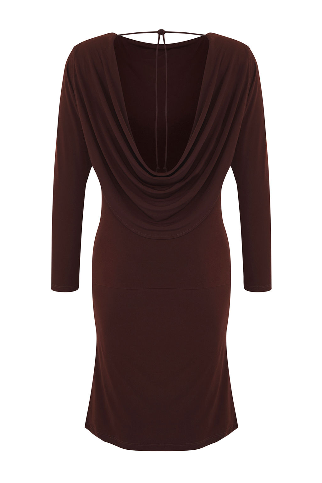 Limited Edition Kahverengi S?rt Dekolteli Mini Bodycon Uzun Kollu Esnek Orme Elbise TWOAW26EL00124 - Trendyolmilla фото 5