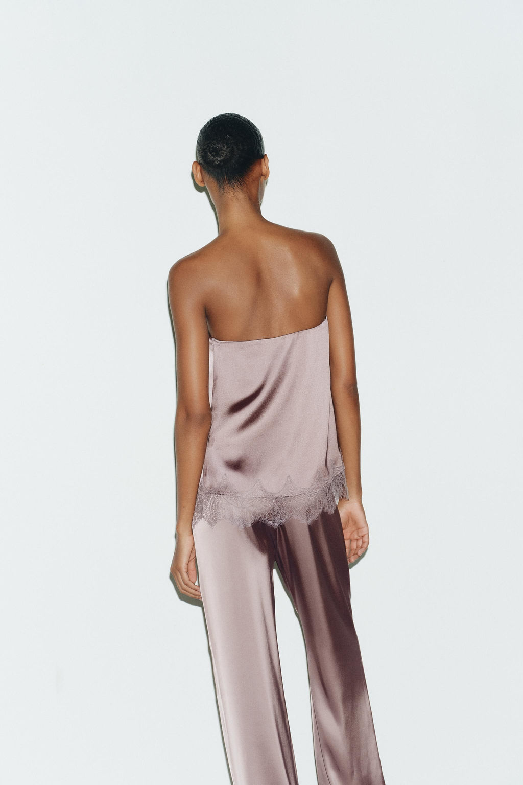 SATIN TOP WITH LACE TRIM - Zara фото 4