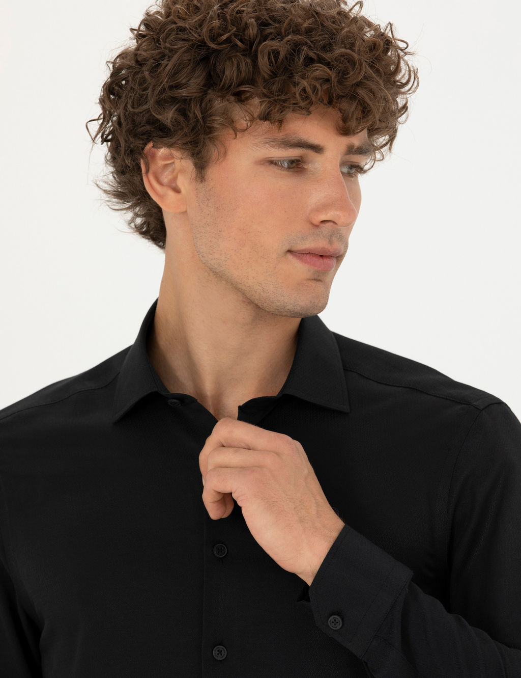 Siyah Slim Fit Uzun Kollu G_mlek