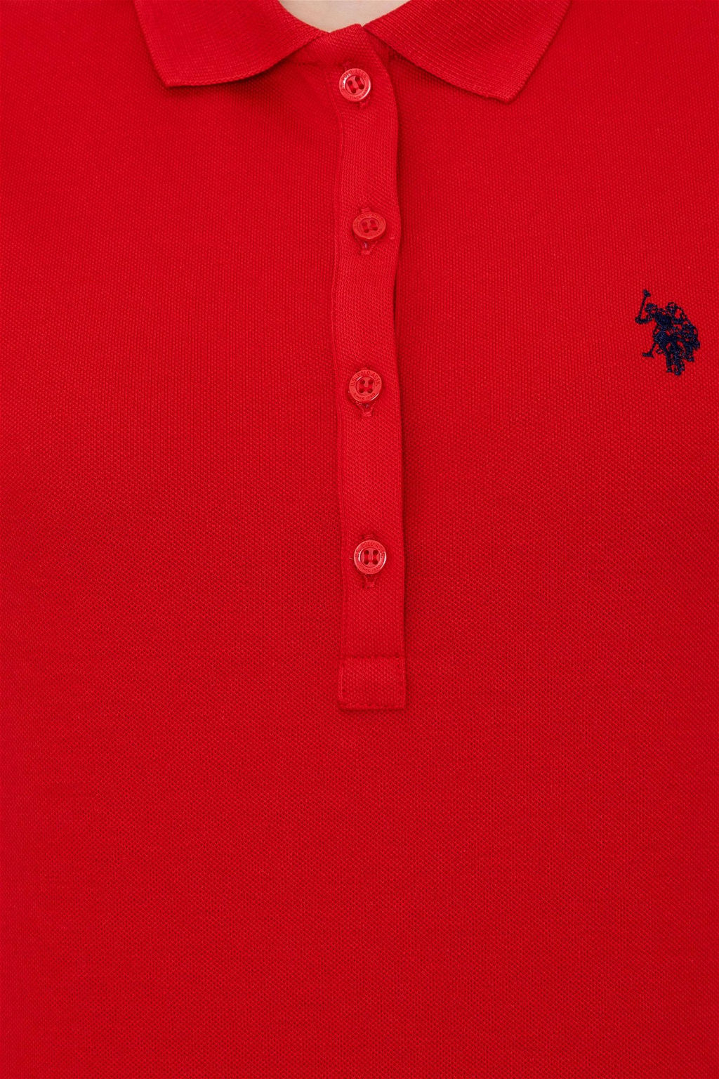 Женская базовая красная футболка с воротником поло Basic - U.s. polo assn фото 12