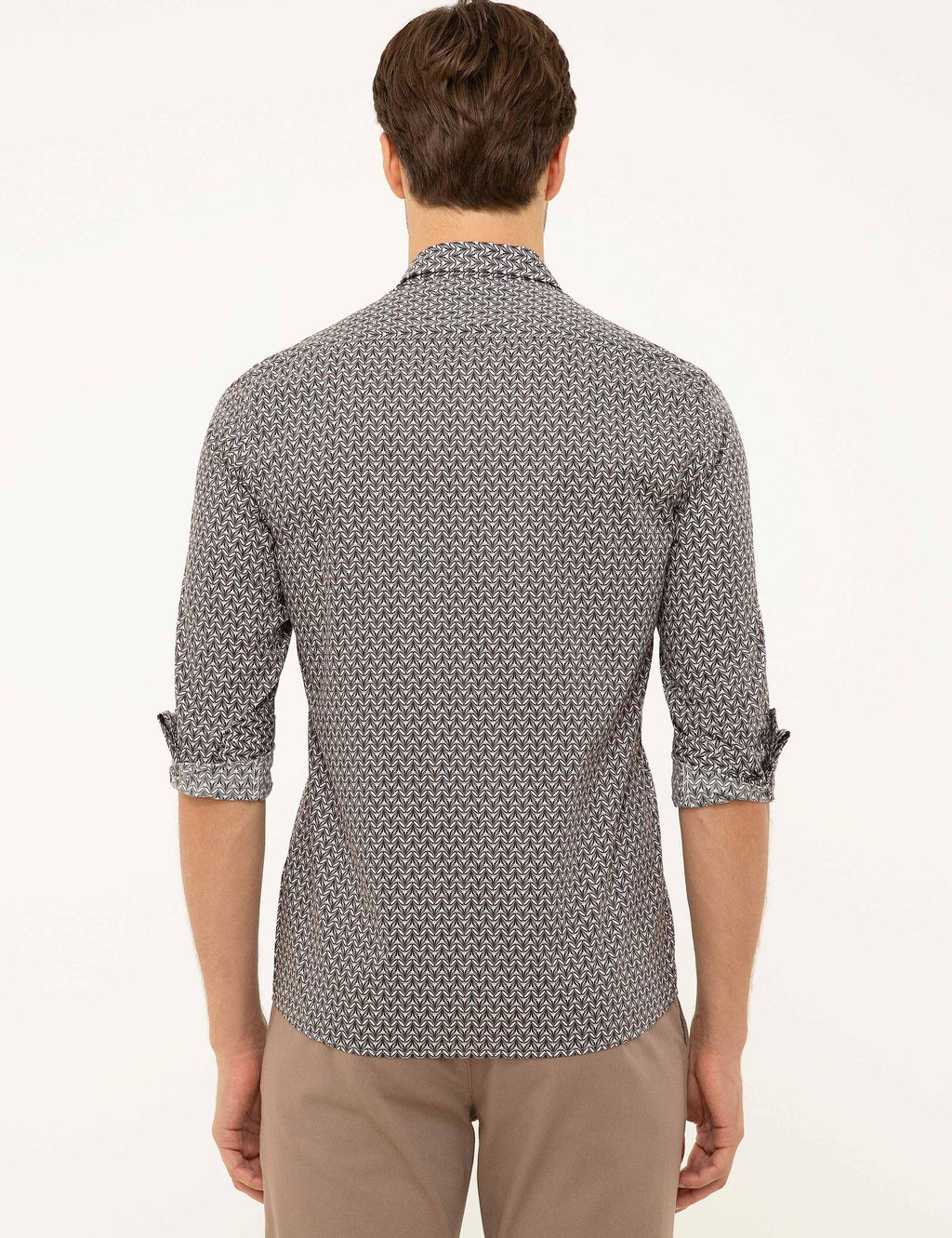 Темно-бордово-красная приталенная рубашка с длинным рукавом - Cacharel фото 3