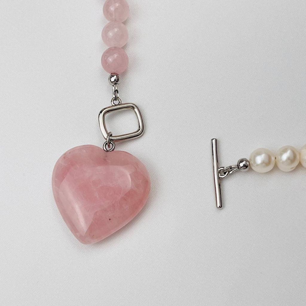 Колье из мадагаскарского Розового кварца и Жемчуга - Радуга самоцветов фото 3