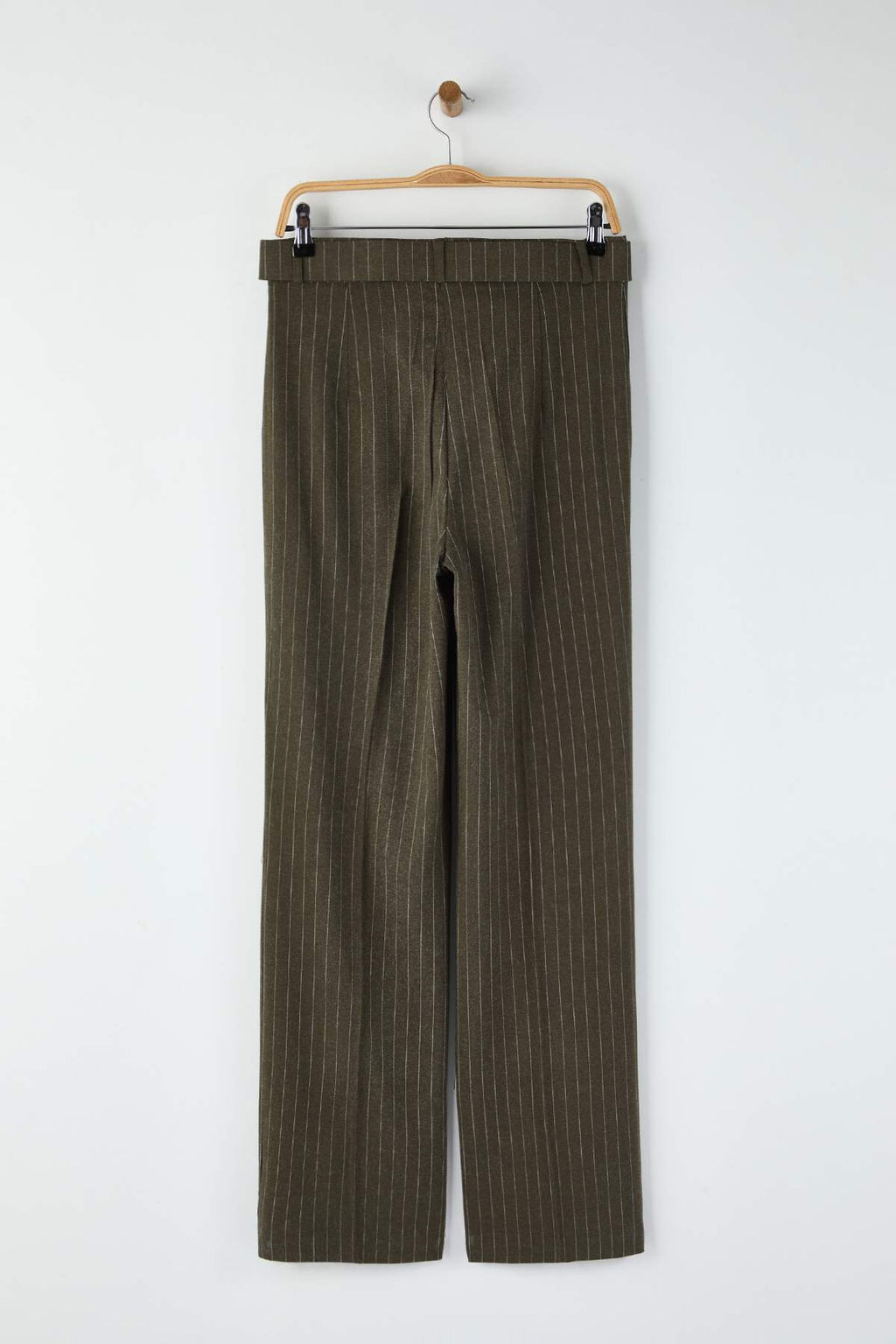 Haki Kemerli Cizgili Dokuma Genis Paca Pantolon TWOAW26PL00083 - Trendyolmilla фото 7