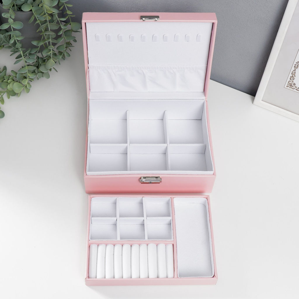 Шкатулка кожзам для украшений Розовая матовая 9х23х17 см - Simaland фото 5