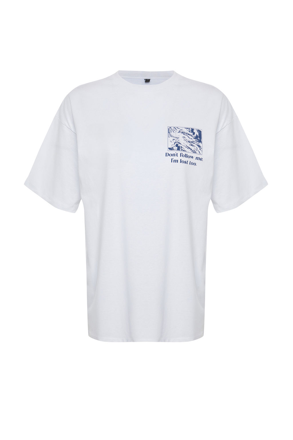 Beyaz %100 Pamuk S?rt ve On Bask?l? Oversize/Rahat Kesim Orme T-Shirt TWOSS24TS00234