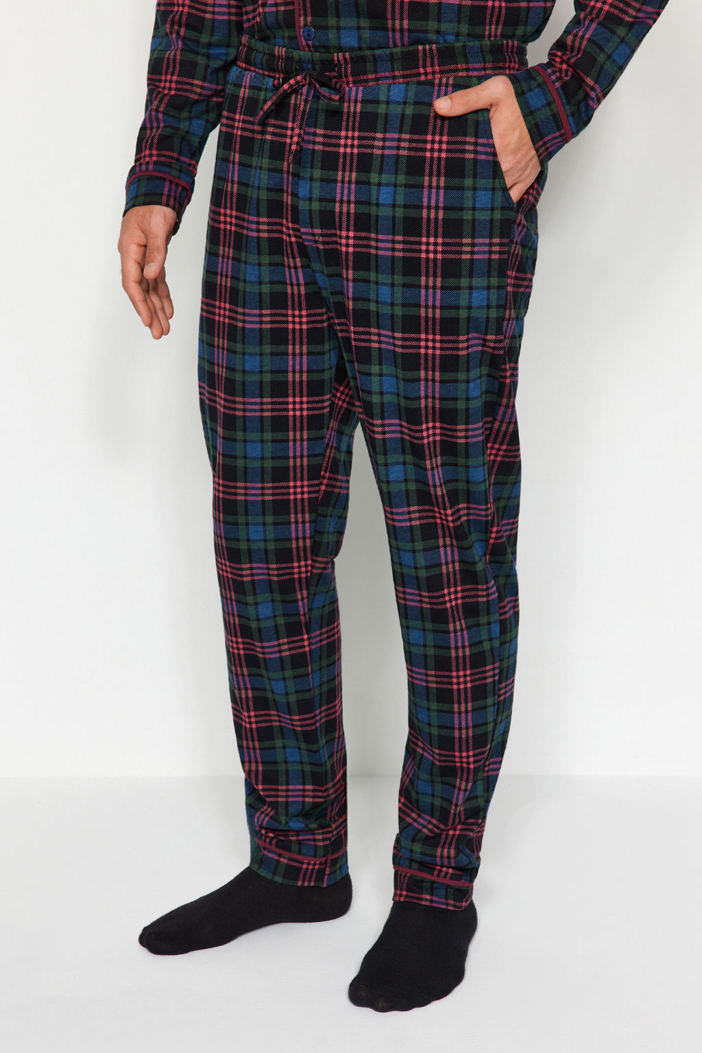 TRENDYOL MAN Lacivert Regular Fit Ekose Orme %100 Pamuk Pijama Tak?m? TMNAW24PT00026 - Trendyolmilla фото 5