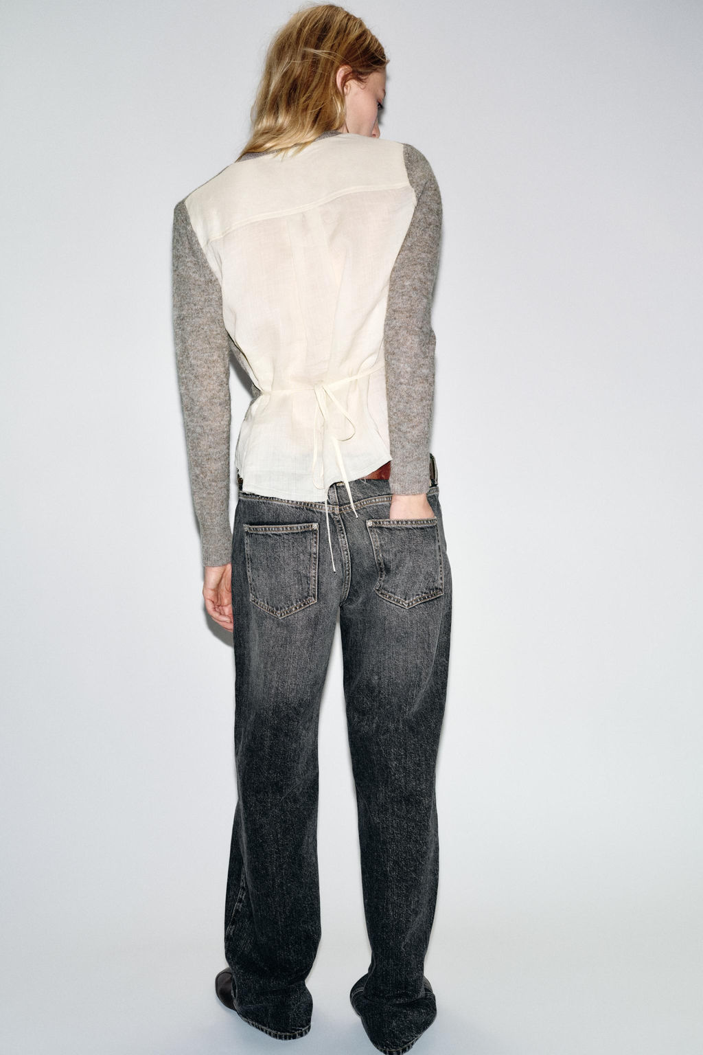 CONTRAST KNIT CARDIGAN WITH BELT - Zara фото 4