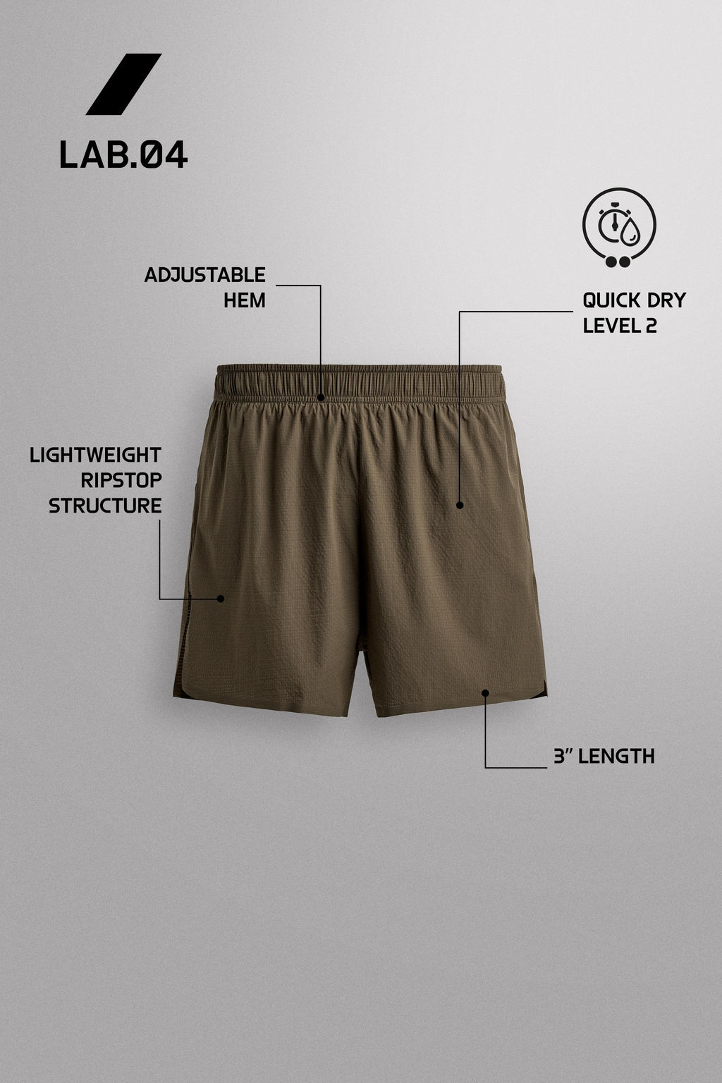 PANTALONES CORTOS LIGEROS RUNNING 3" / Verde medio