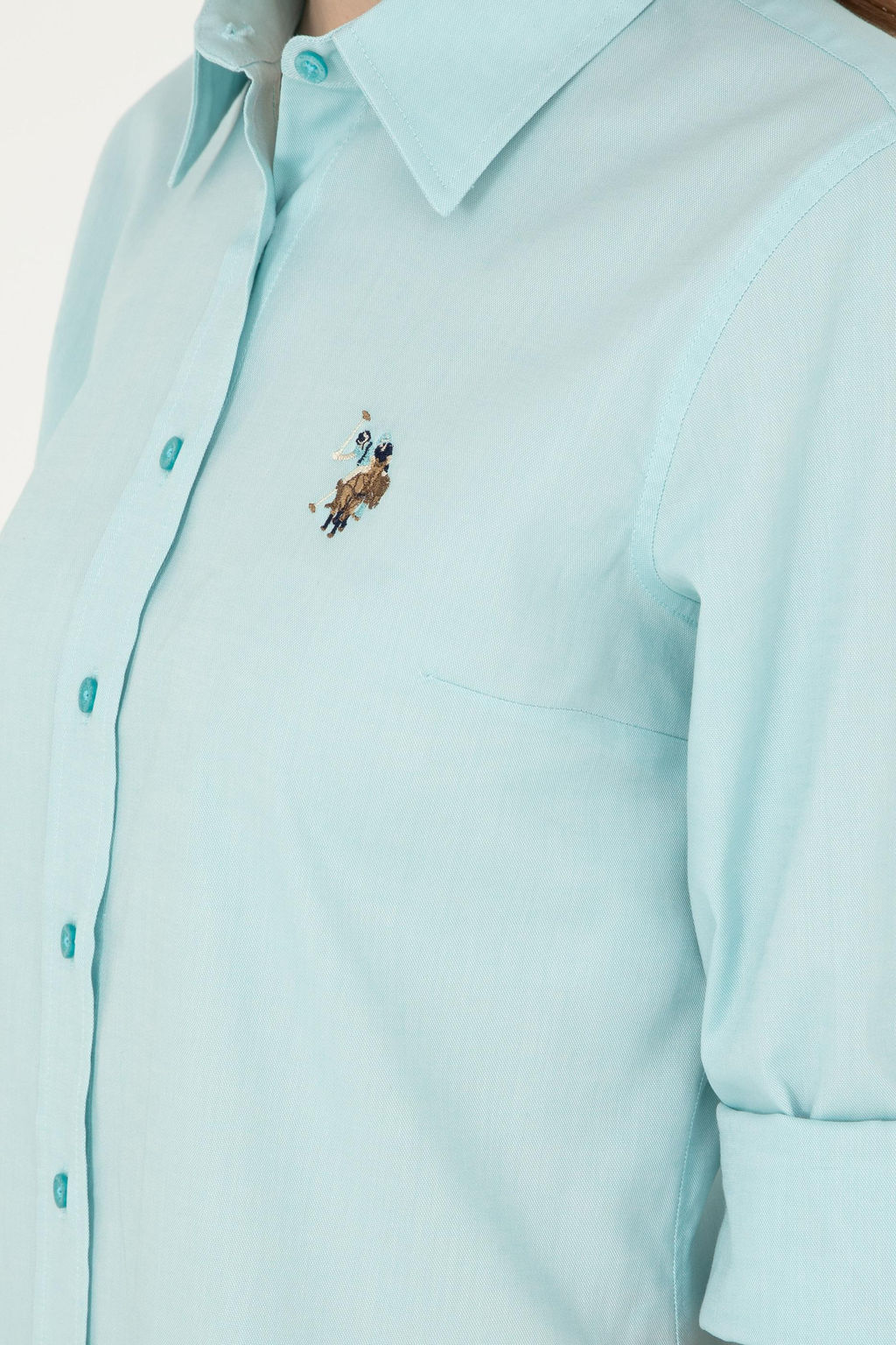 Женская мятная базовая рубашка с длинным рукавом Неожиданная скидка в корзине - U.s. polo assn фото 7