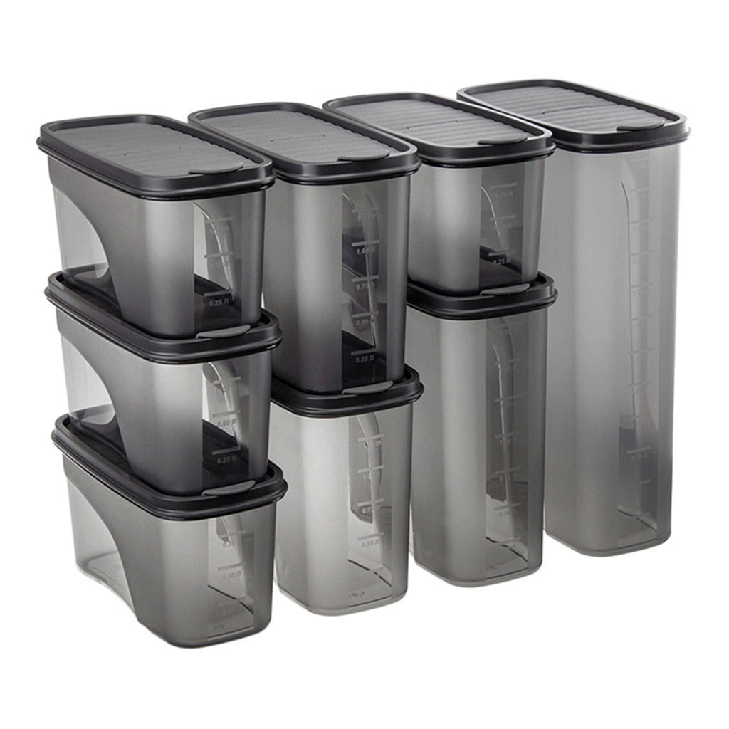 Банка для сыпучих продуктов пластмассовая Бест 1,5л, 9,5х19х14см, графитовый (Россия) - Домашняя мода фото 8