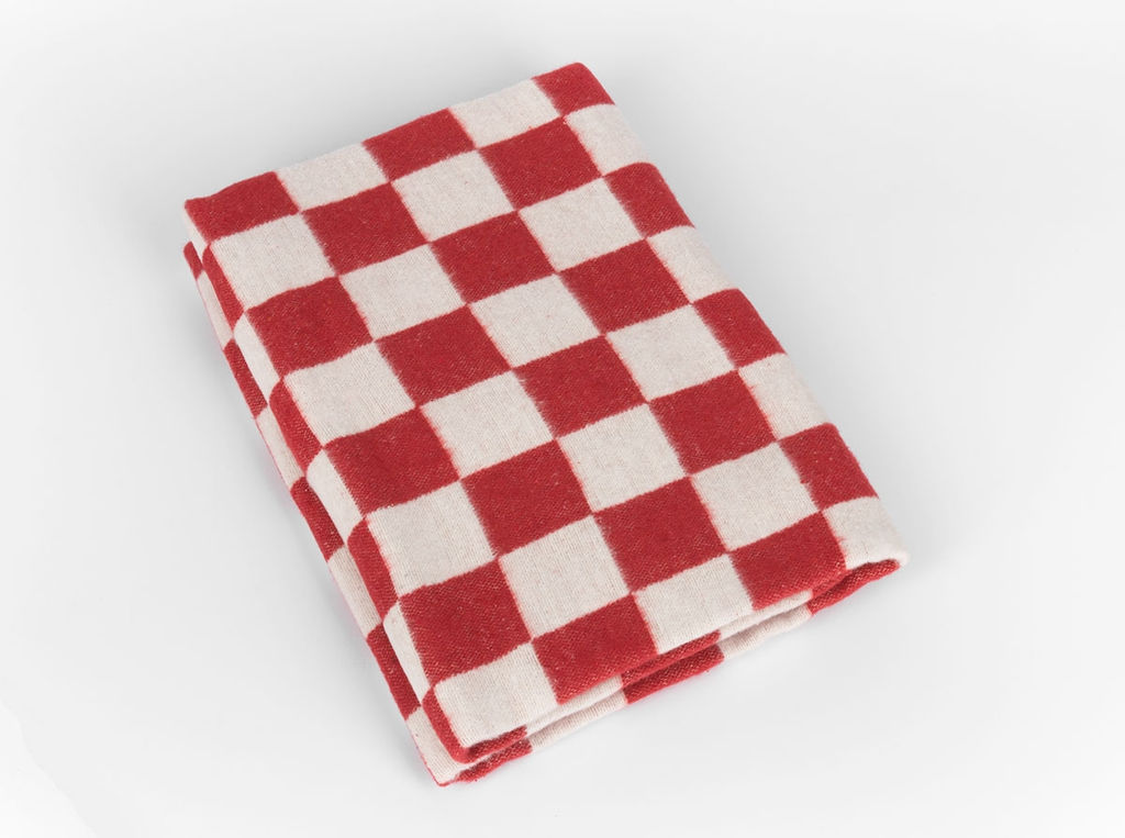 Одеяло байковое 100*140 "Клетка" цв. красный (Россия)