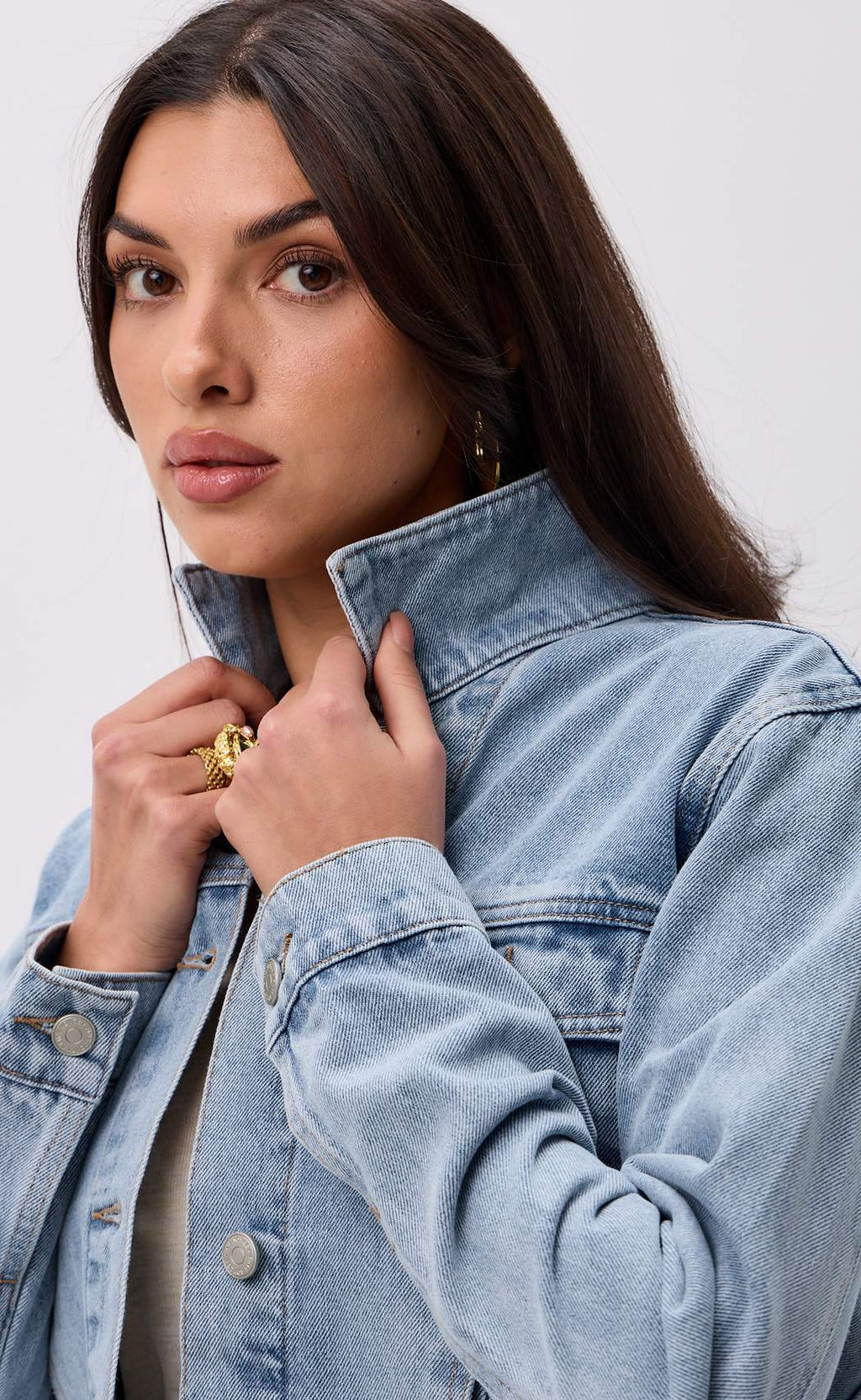 Джинсовая куртка Fine Joyce F312-1237 светло-синяя хлопковая