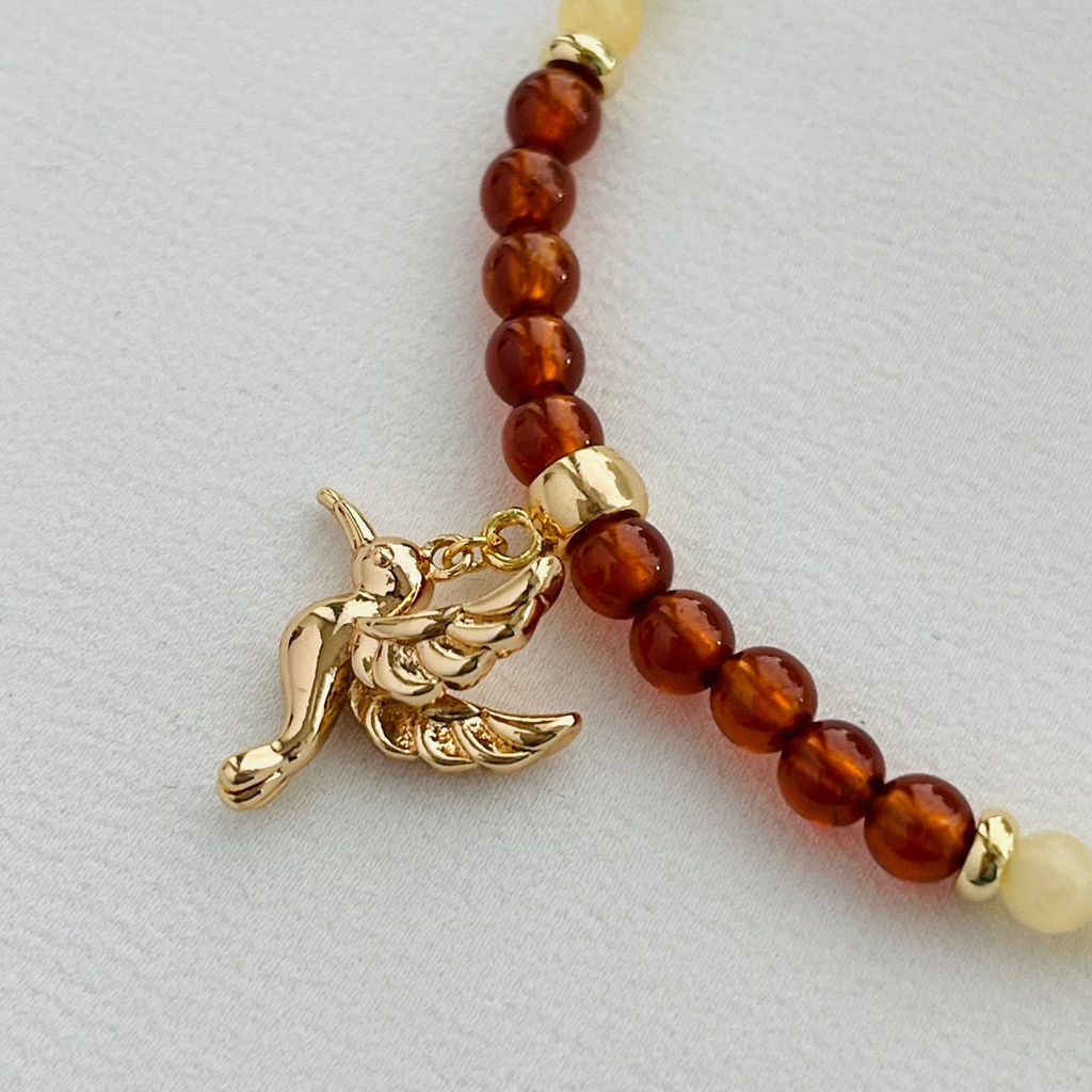 Колье из Кальцита и Граната "Спессартин" с подвеской 42 см +