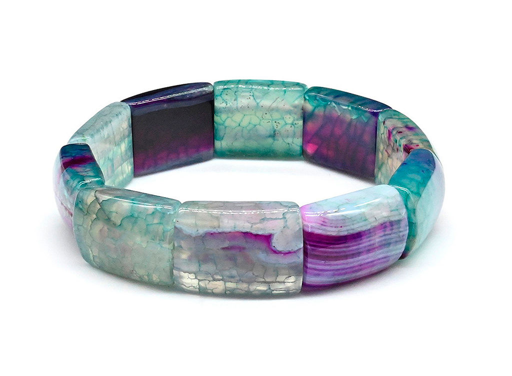 Браслет из агата тонированного сегмент 15*22мм цв.флюорит