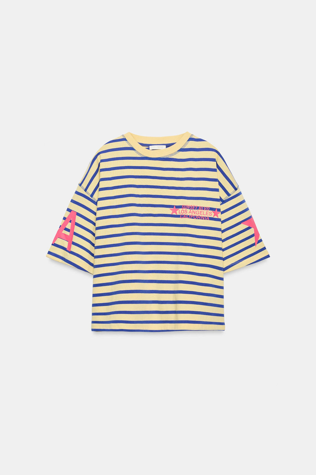 CAMISETA OVERSIZE RAYAS TEXTO / Amarillo - Zara фото 8