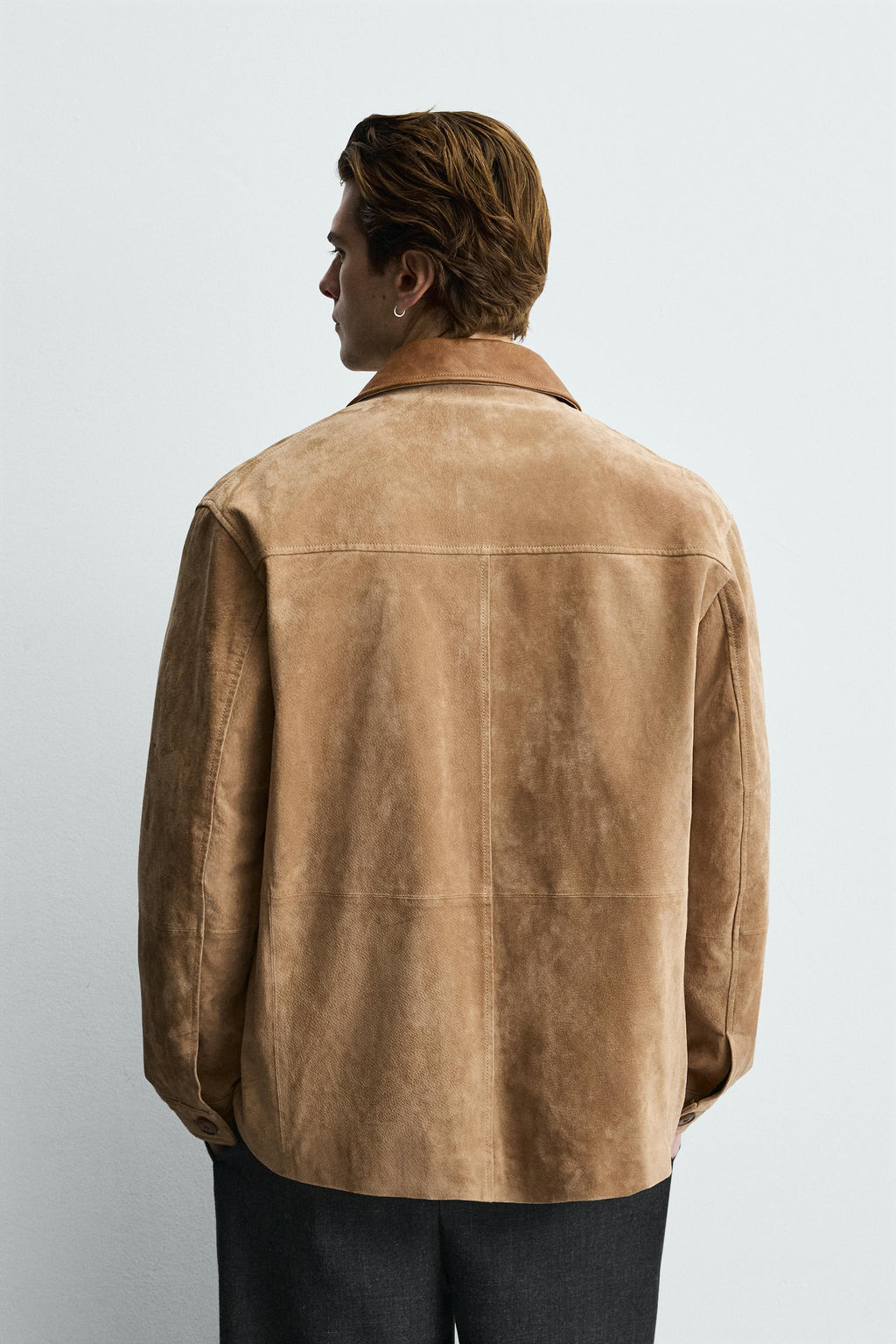 CHAQUETA PIEL SERRAJE CUELLO COMBINADO / Tostado - Zara фото 11