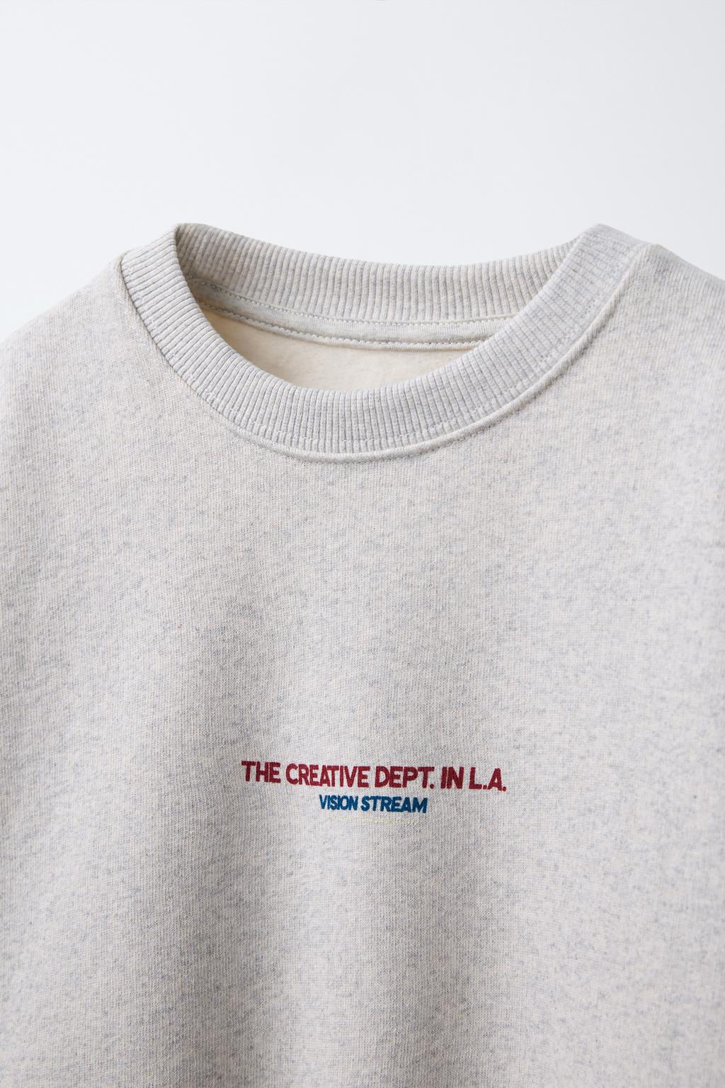 FLECKED SWEATSHIRT WITH SLOGAN - Zara фото 4