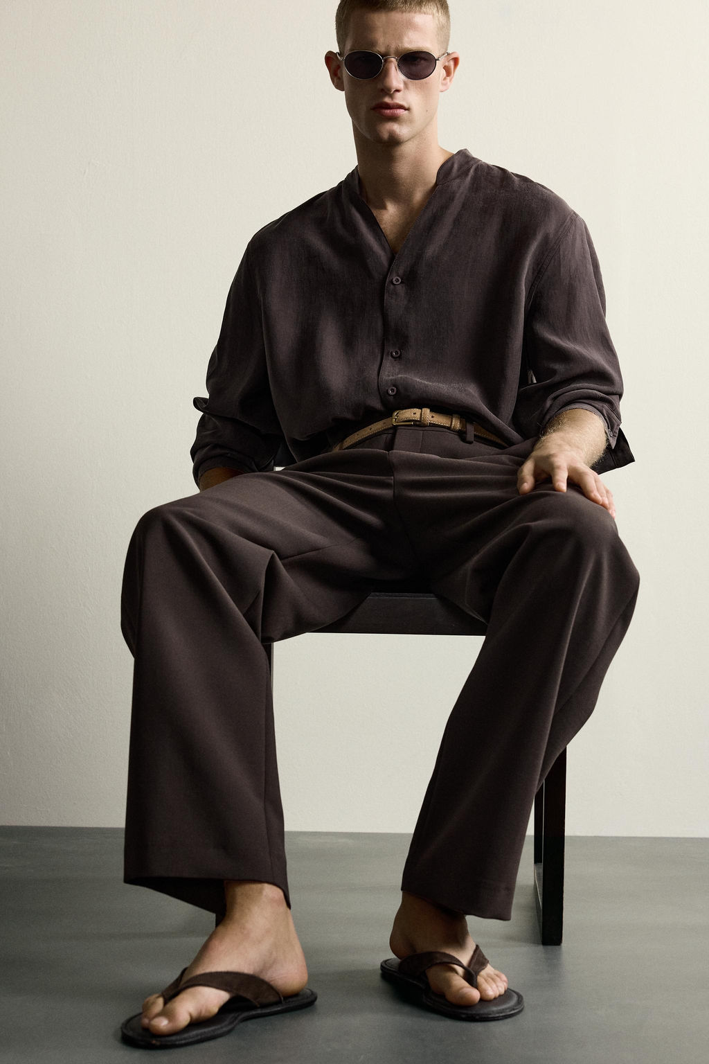 CAMISA FLUIDA RELAXED FIT / Marr?n