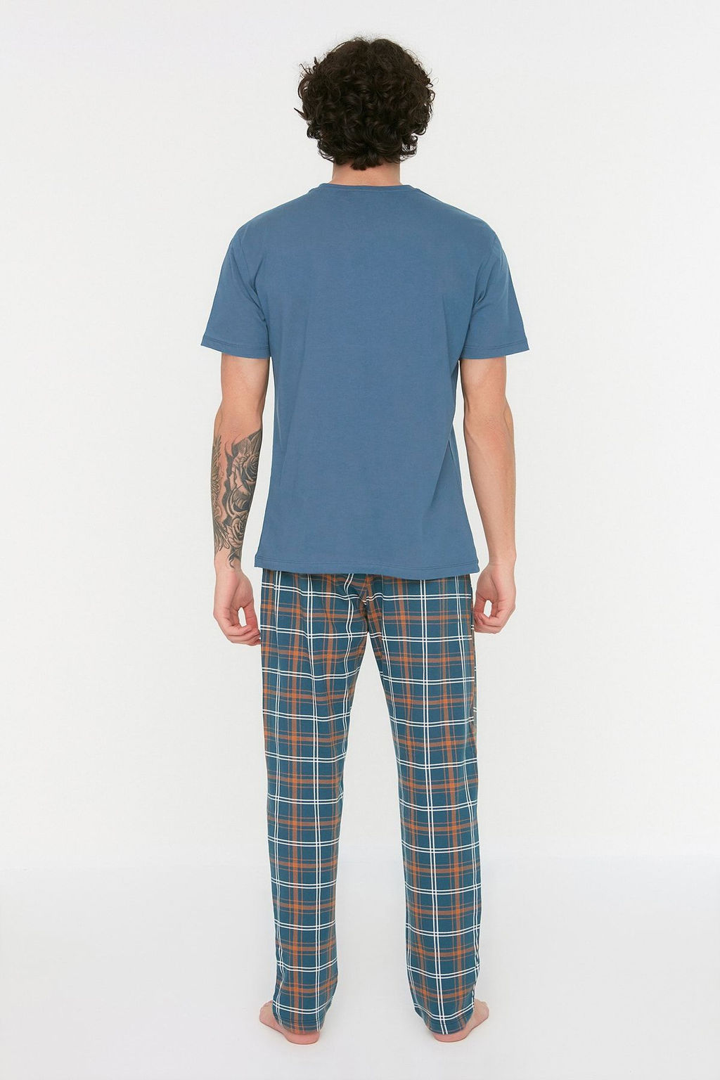 TRENDYOL MAN Lacivert Ekose Orme %100 Pamuk Regular Fit Pijama Tak?m? THMSS21PT0328 - Trendyolmilla фото 5