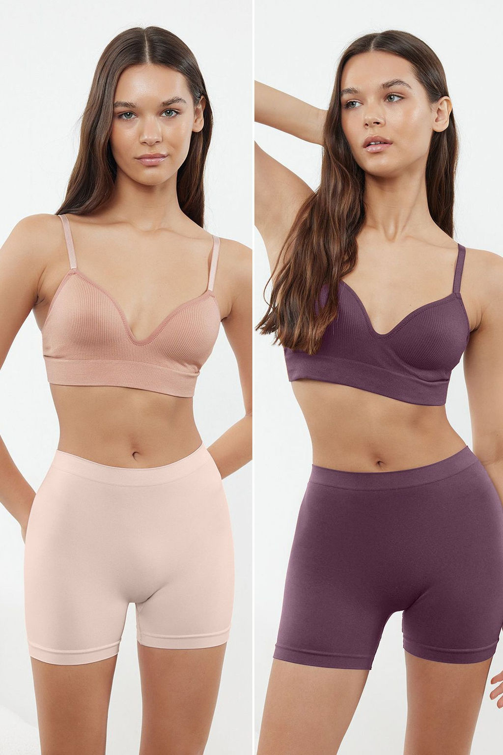 TRENDYOLMILLA Siyah-Ten 2li Paket Seamless/Dikissiz Boxer Orme Kulot THMSS24KU00032