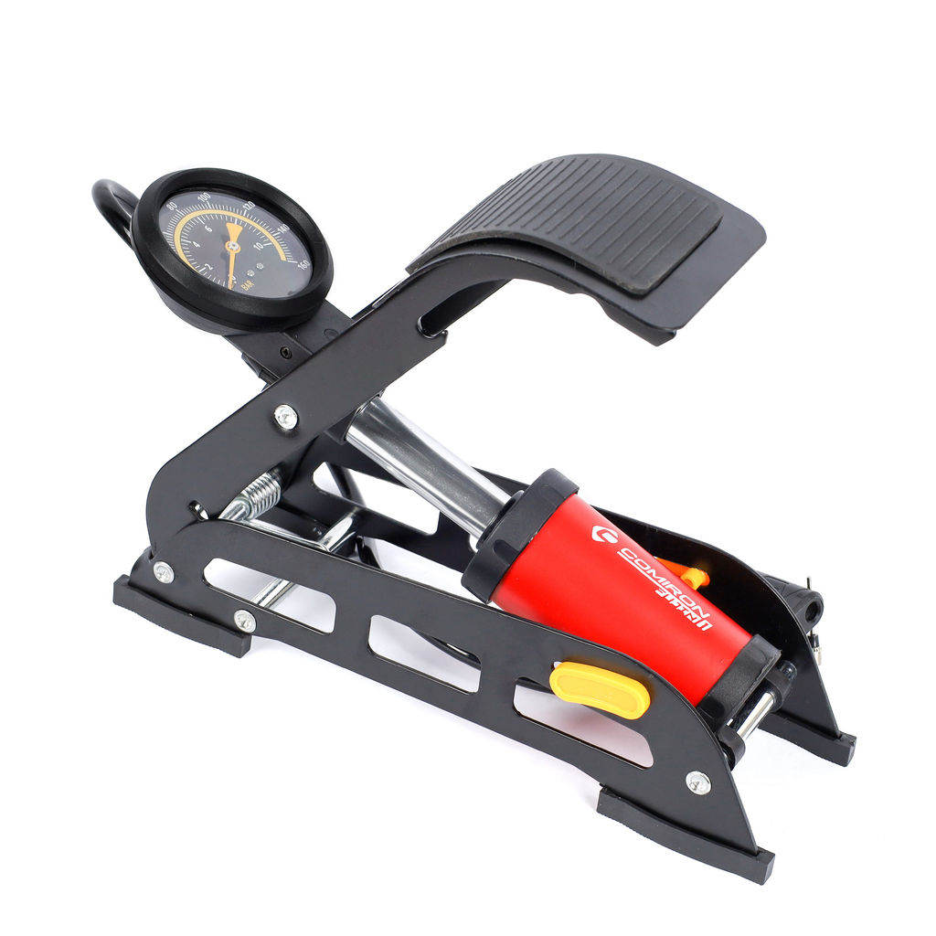 Насос ножной с манометром COMIRON FUJIN 1, стальная рама, алюминиевый цилиндр Presta-Schrader-Dunlop, 8,3 бар. Один поршень. /уп 15 - Галеонтрейд фото 10