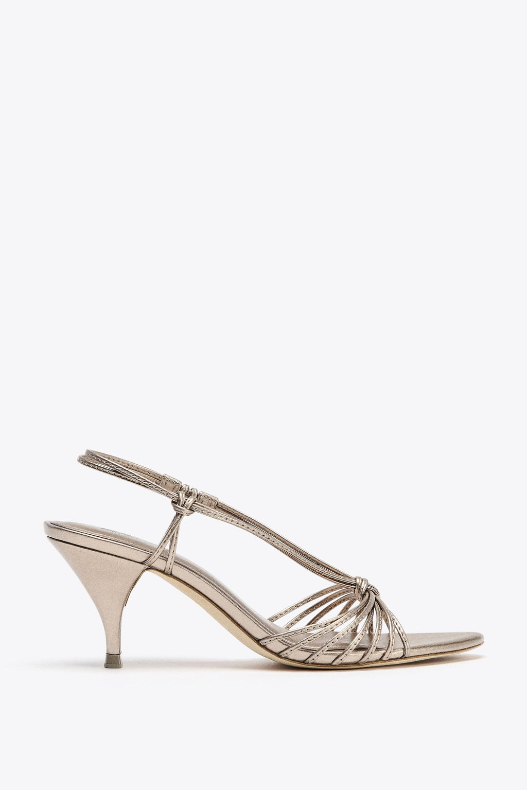 LEATHER KNOTTED STRAPPY SANDALS - Zara фото 11