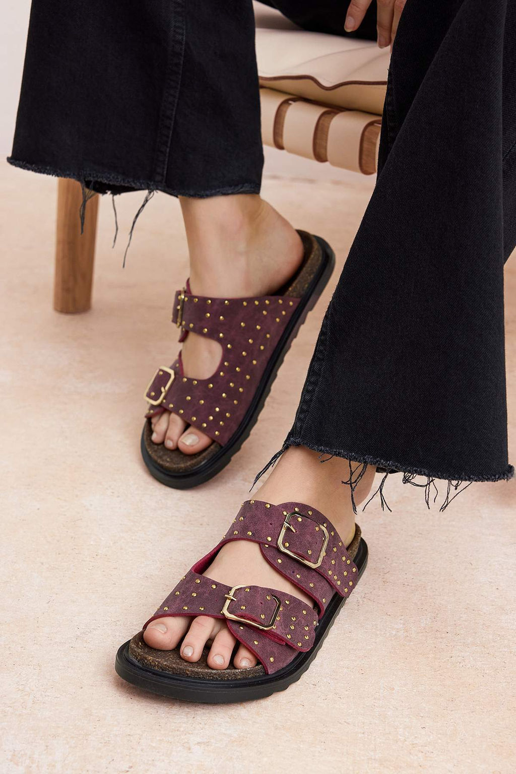 Bordo Nubuk Trok Detayl? Kad?n Terlik TAKSS26TE00001 - Trendyolmilla фото 3