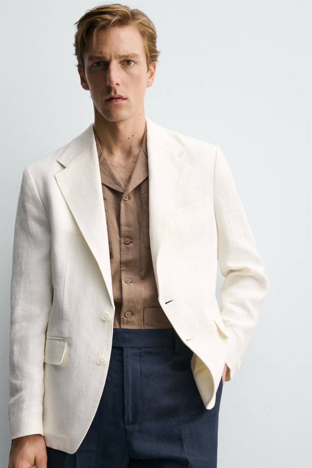 BLAZER RELAXED FIT TRAJE 100% LINO / Blanco
