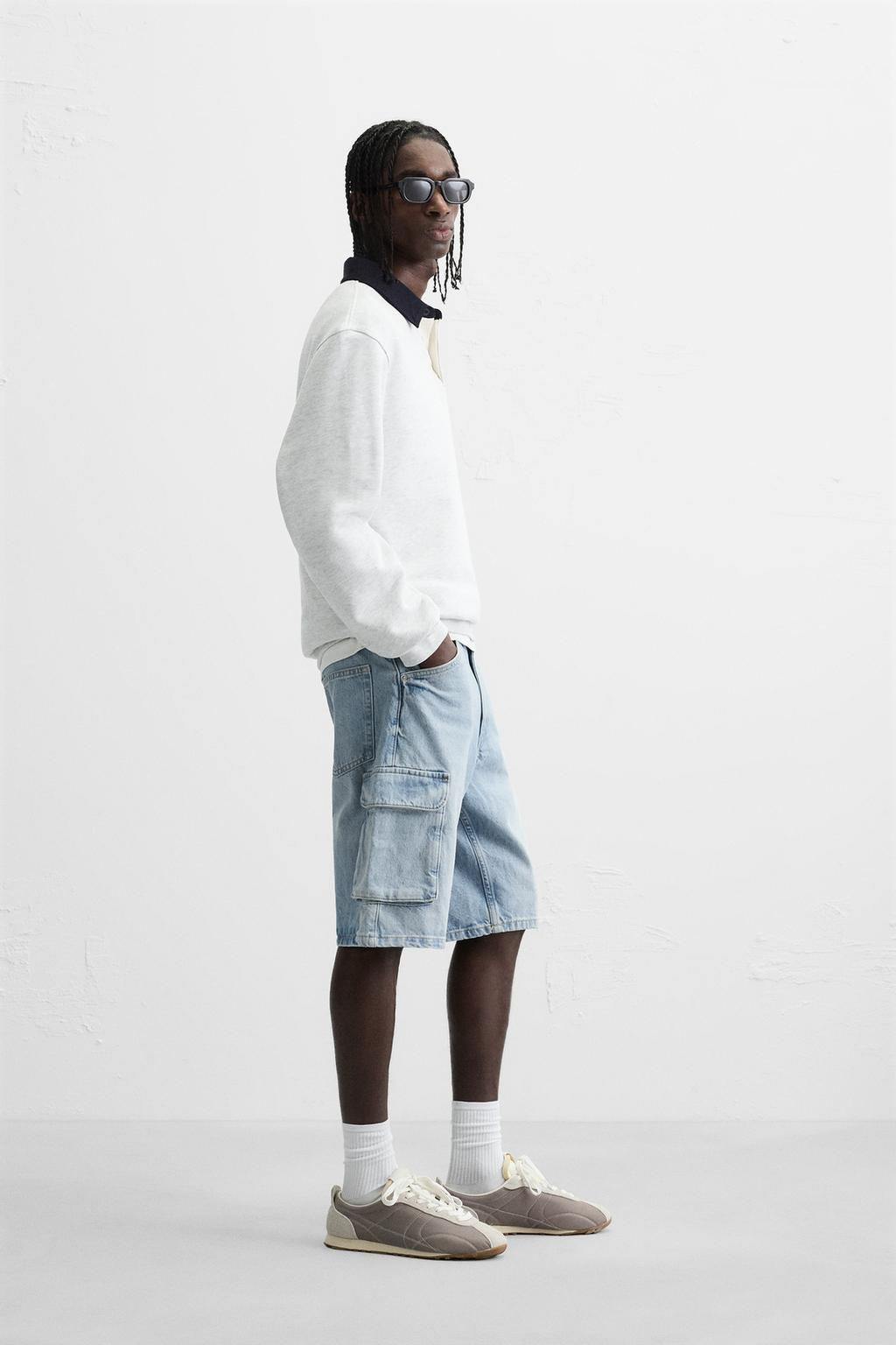 DENIM CARGO BERMUDA SHORTS - Zara фото 4