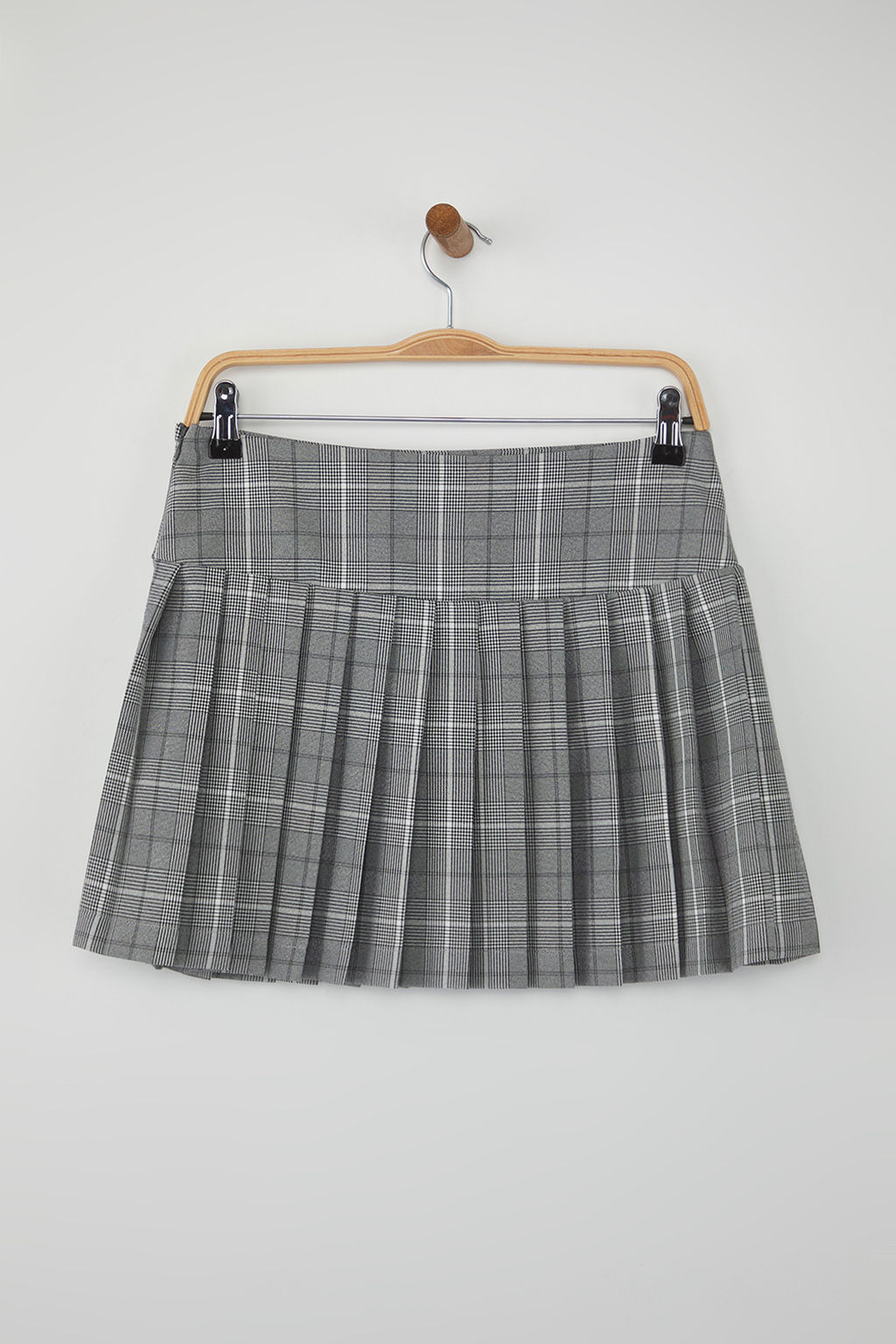 Teen Gri Ekoseli Deri Kemer Detayl? Piliseli Dokuma Mini Etek TWOAW26ET00038 - Trendyolmilla фото 6