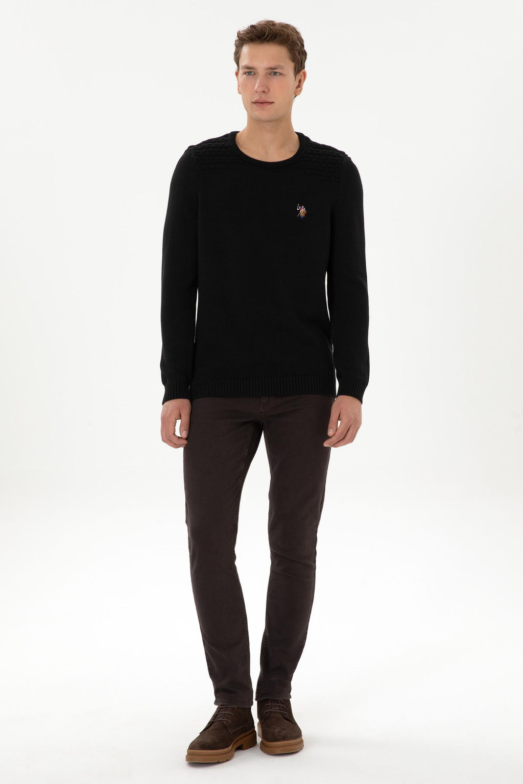 Erkek Slim Fit Bisiklet Yaka Siyah Kazak - U.s. polo assn фото 4