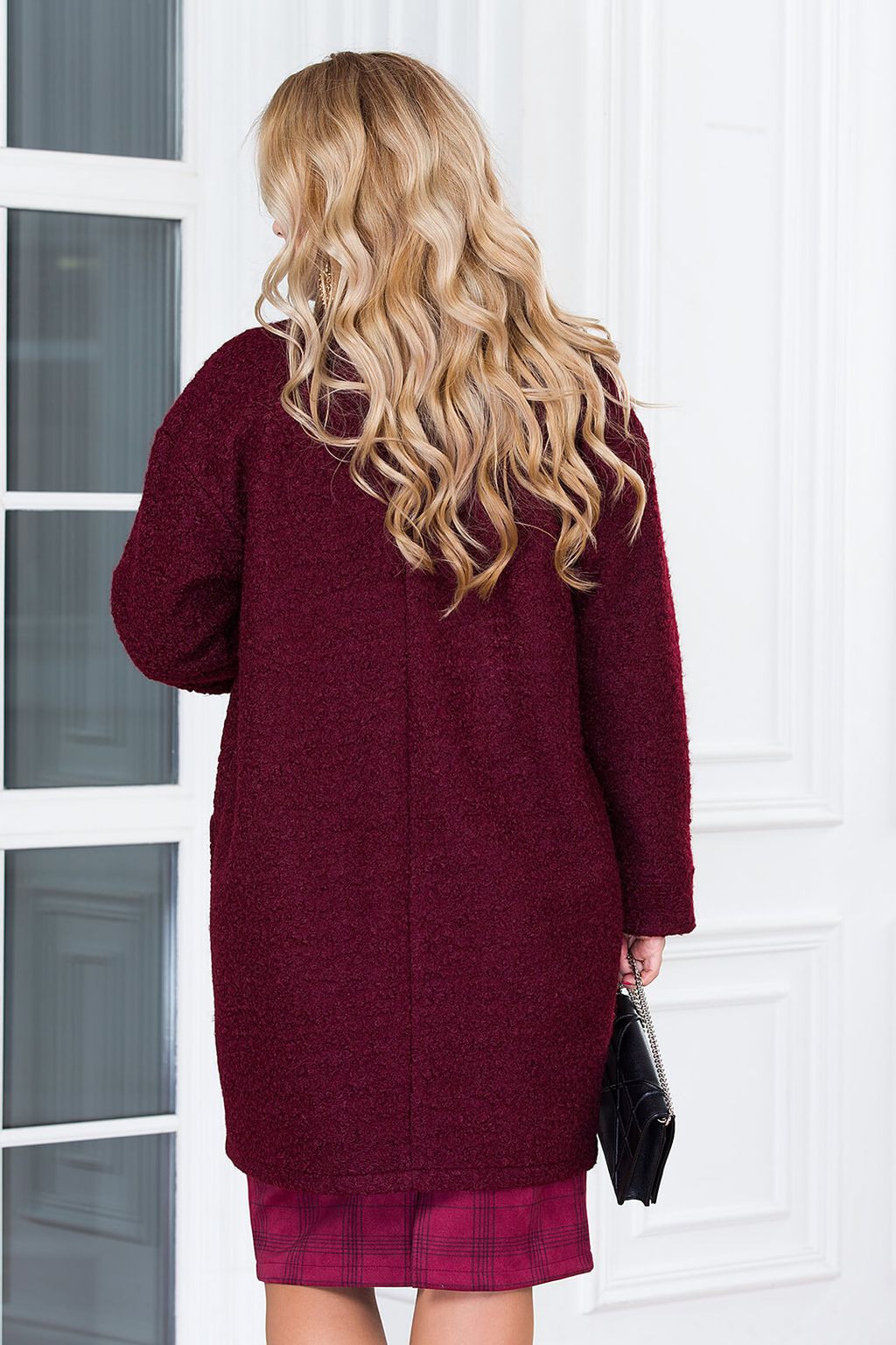 Полупальто Мариса. Цвет: тёмно-бордовый