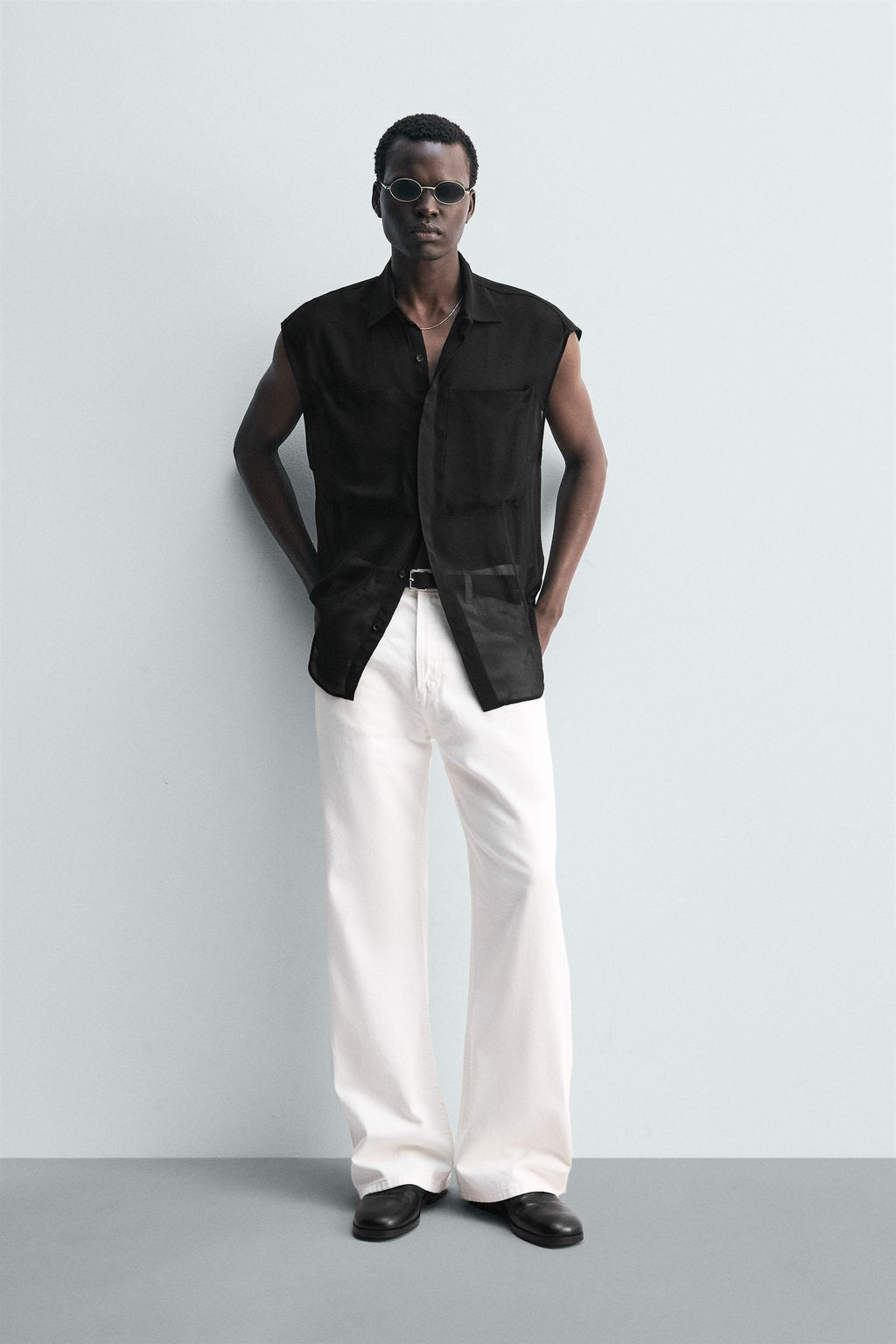 SEMI-SHEER SHIRT WITH POCKETS
